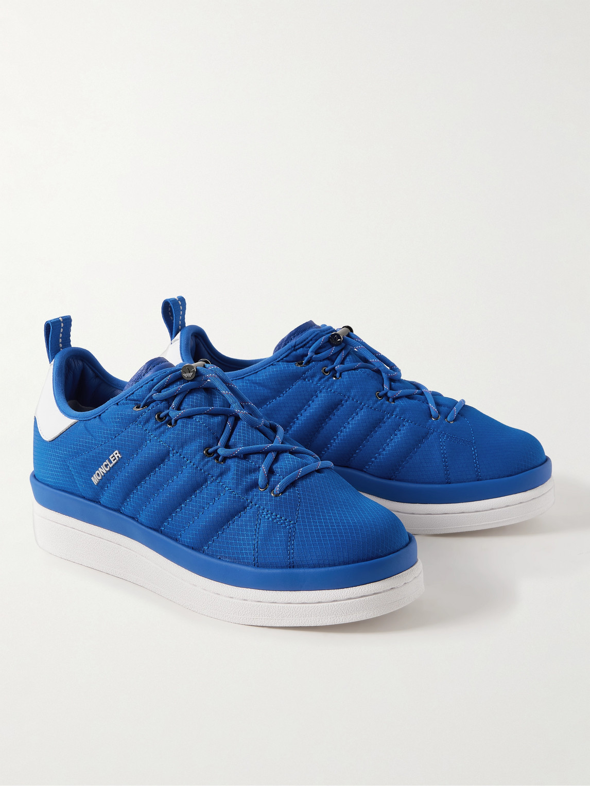 Shop Moncler Genius Adidas Originals Campus Leather-trimmed Quilted Gore-tex™ Sneakers In Blue