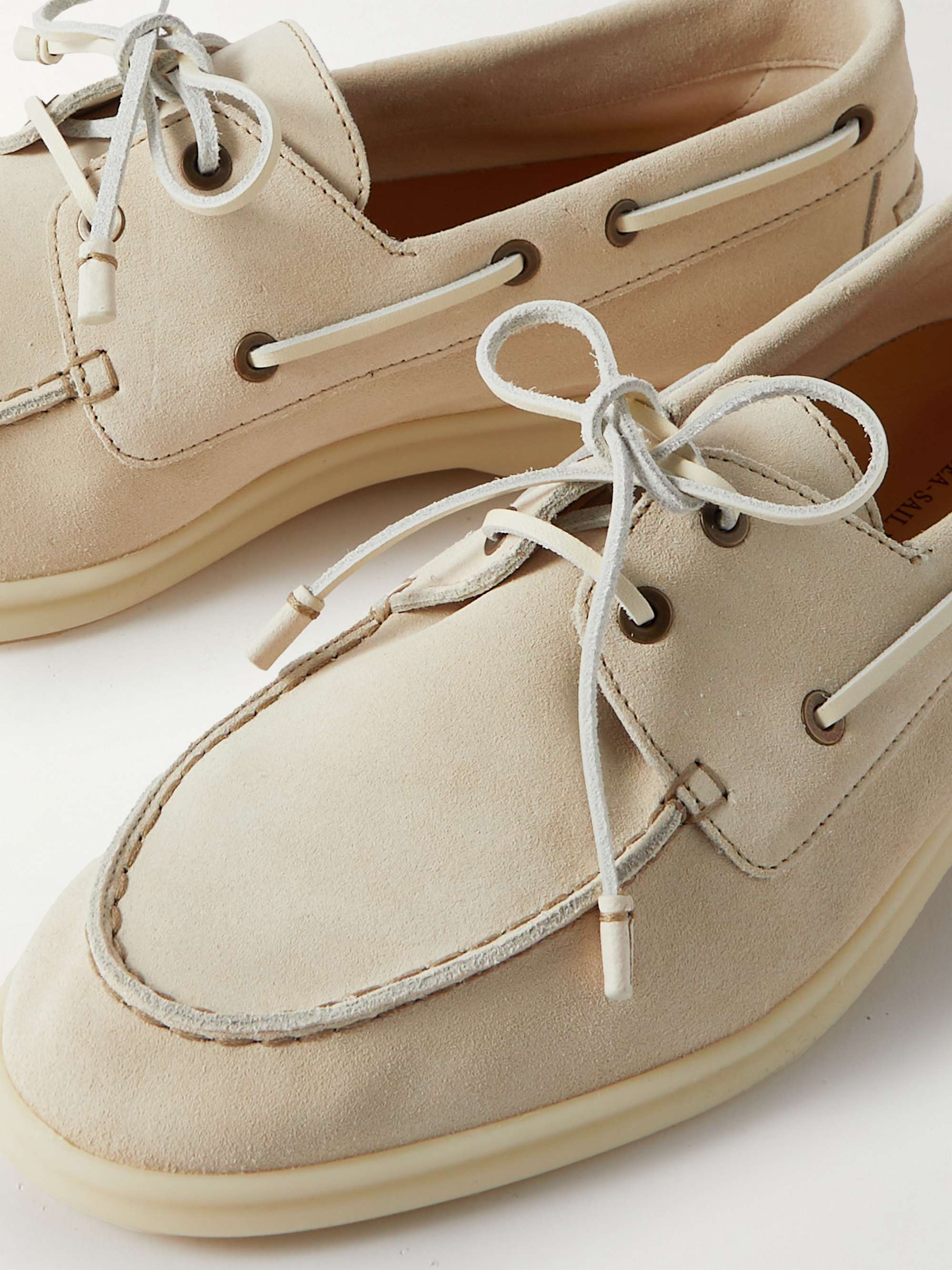 Loro Piana Sea-Sail Walk Suede Boat Shoes - Men - Navy Boat Shoes - EU 41