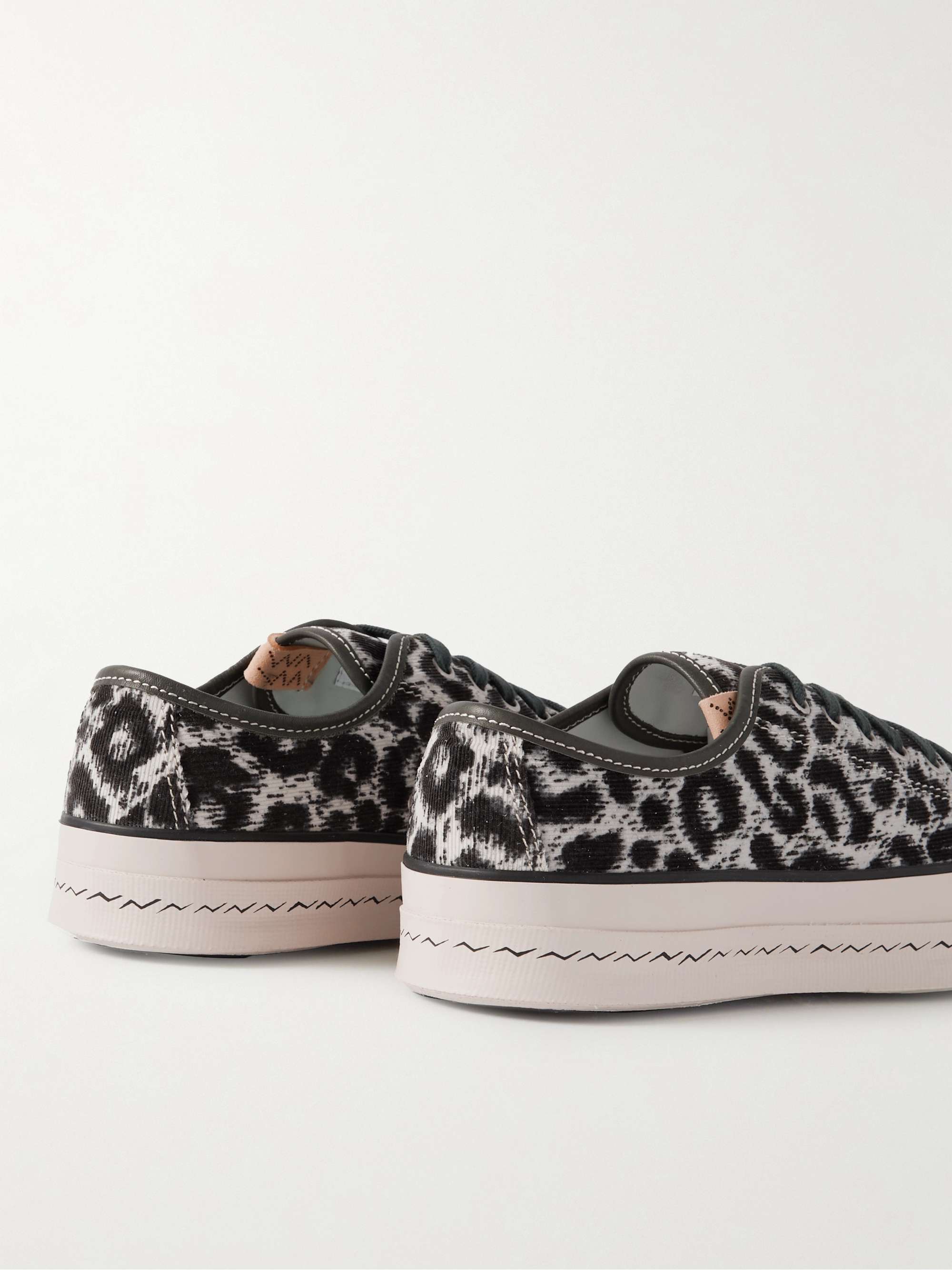 VISVIM Skagway Leather-Trimmed Leopard-Print Corduroy Sneakers