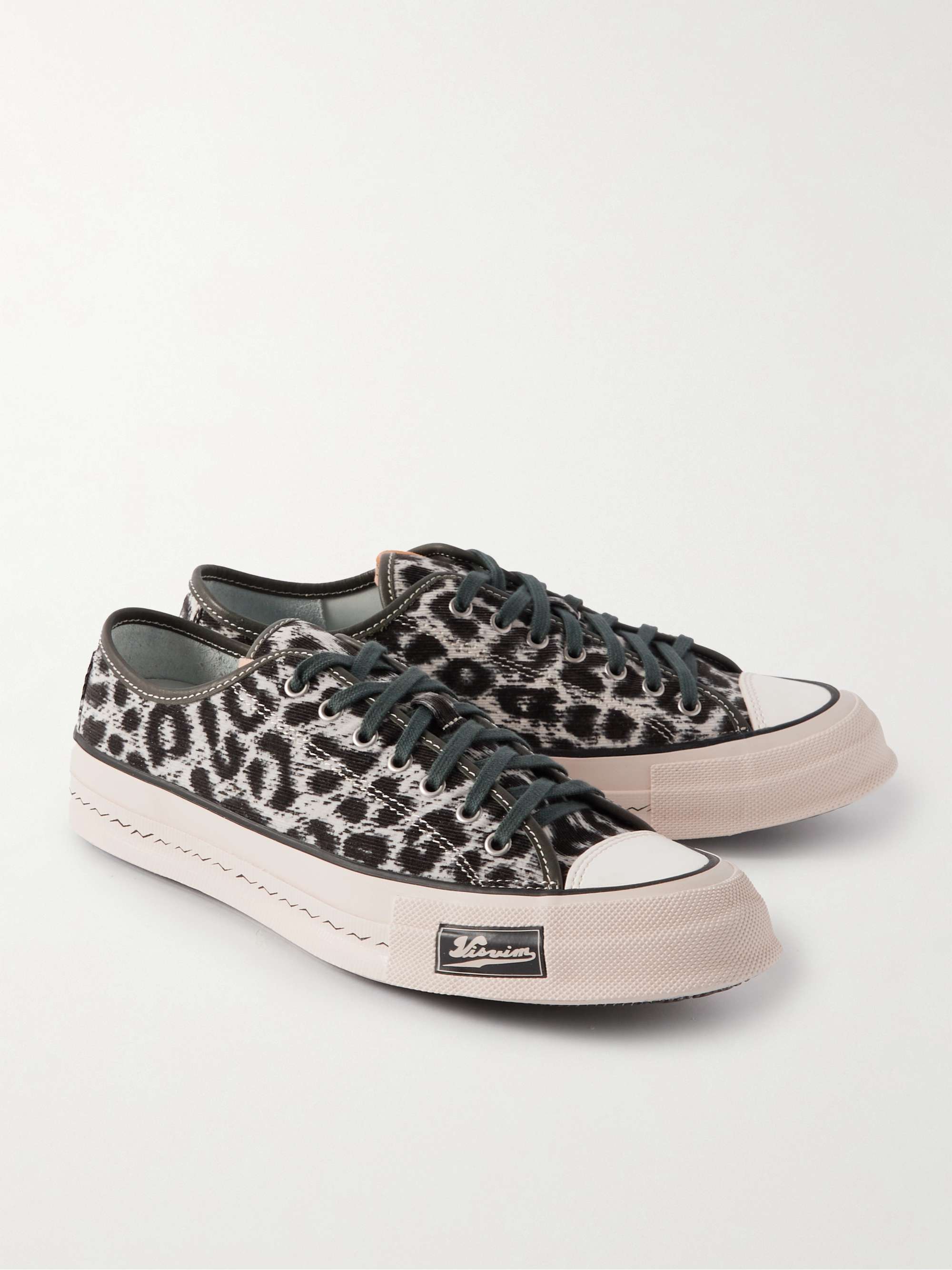VISVIM Skagway Leather-Trimmed Leopard-Print Corduroy Sneakers