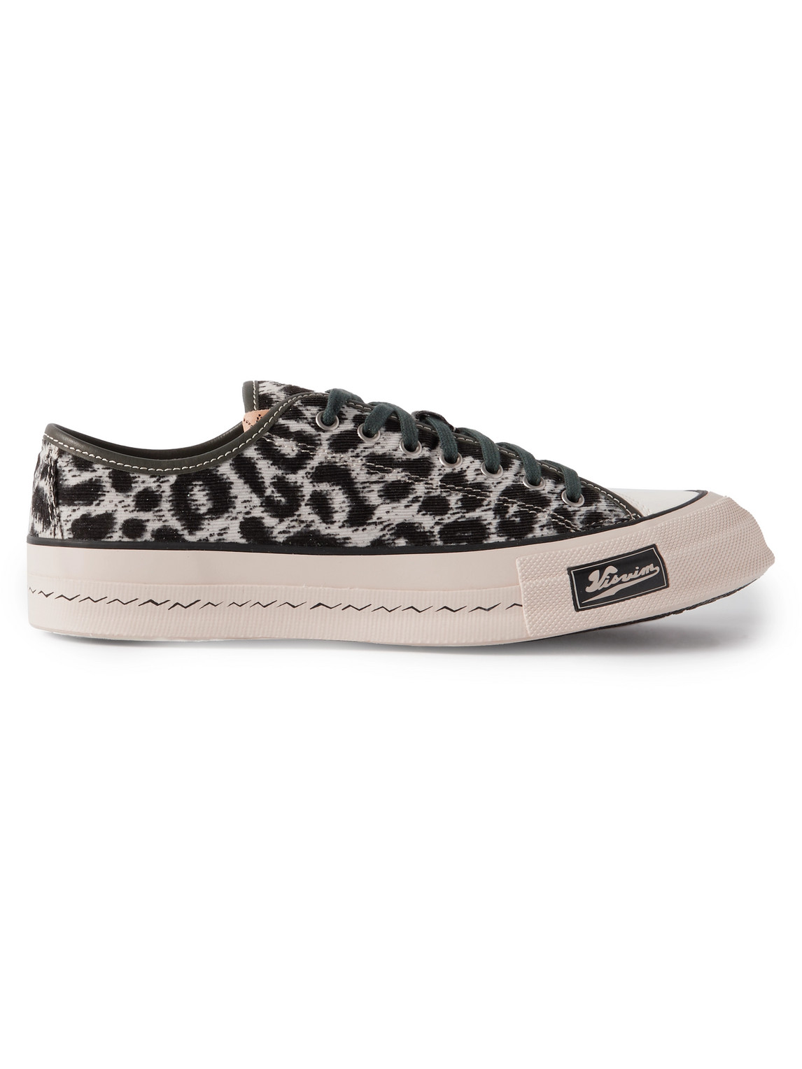 Visvim Skagway Leather-trimmed Leopard-print Corduroy Sneakers In Gray