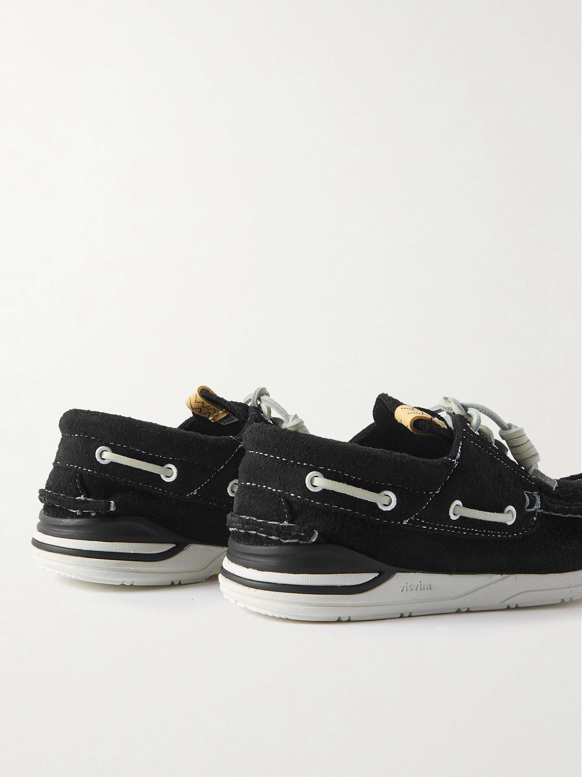 VISVIM Hockney-Folk Leather-Trimmed Suede Boat Shoes