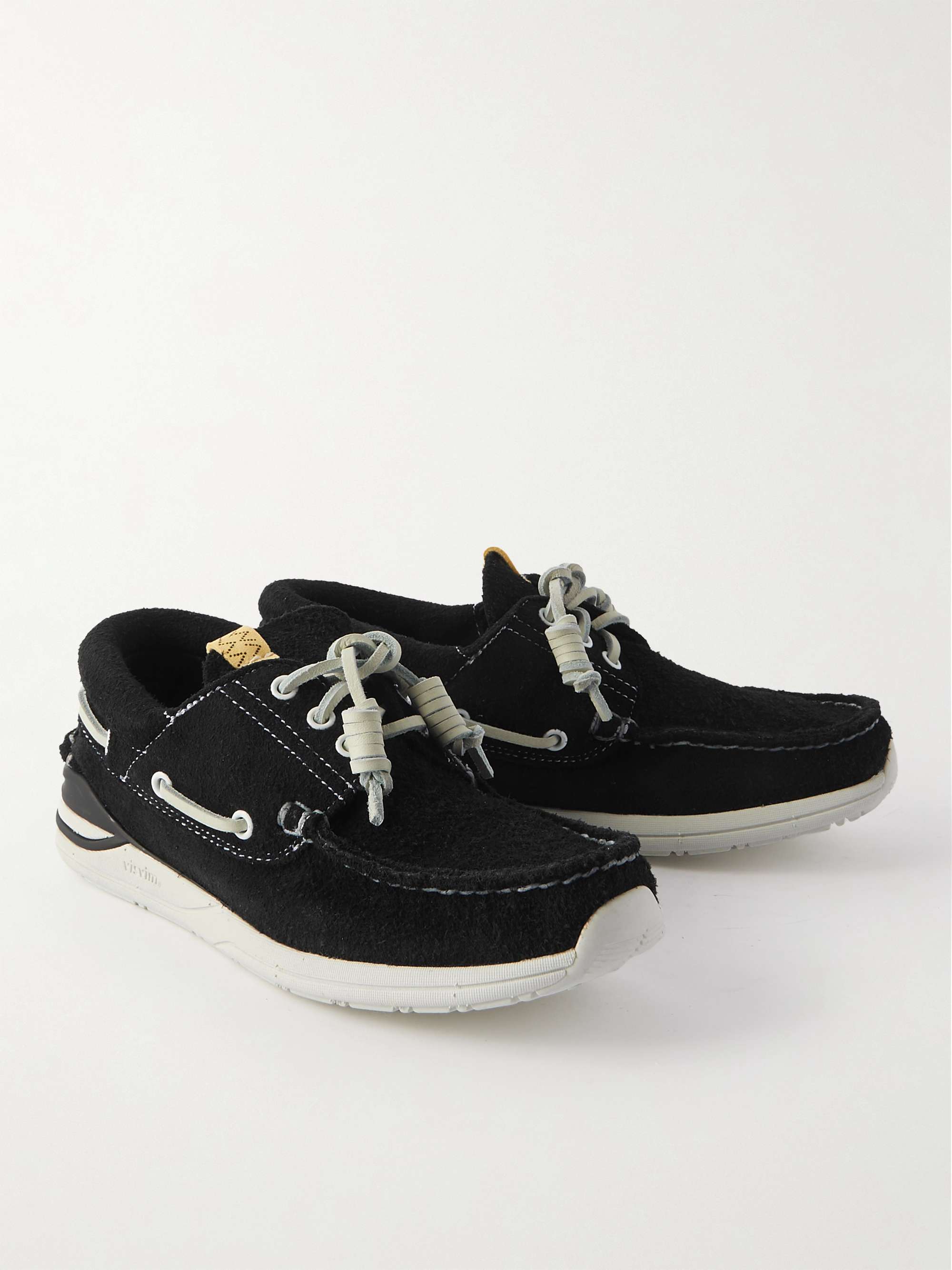 VISVIM Hockney-Folk Leather-Trimmed Suede Boat Shoes