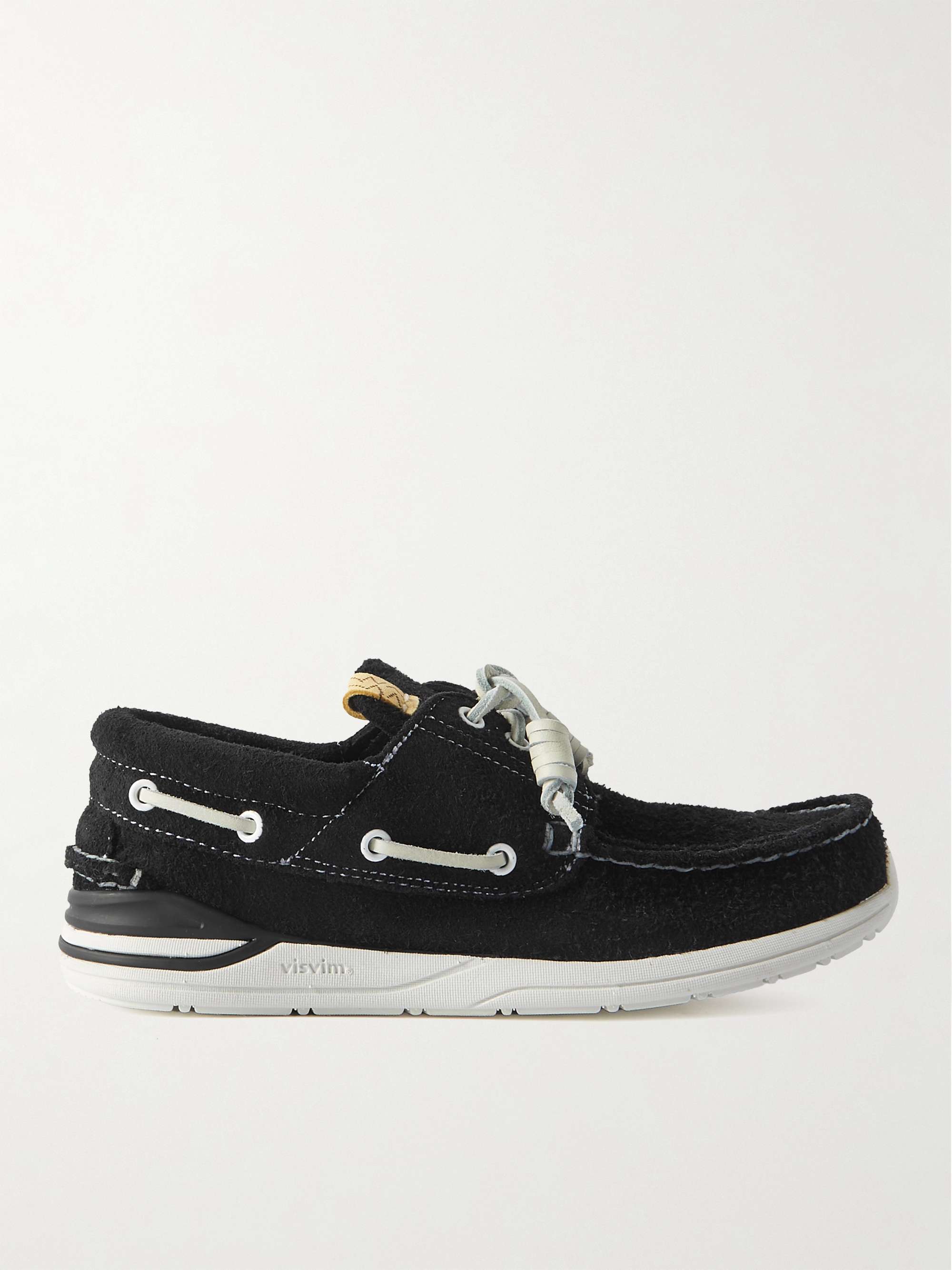 VISVIM Hockney-Folk Leather-Trimmed Suede Boat Shoes