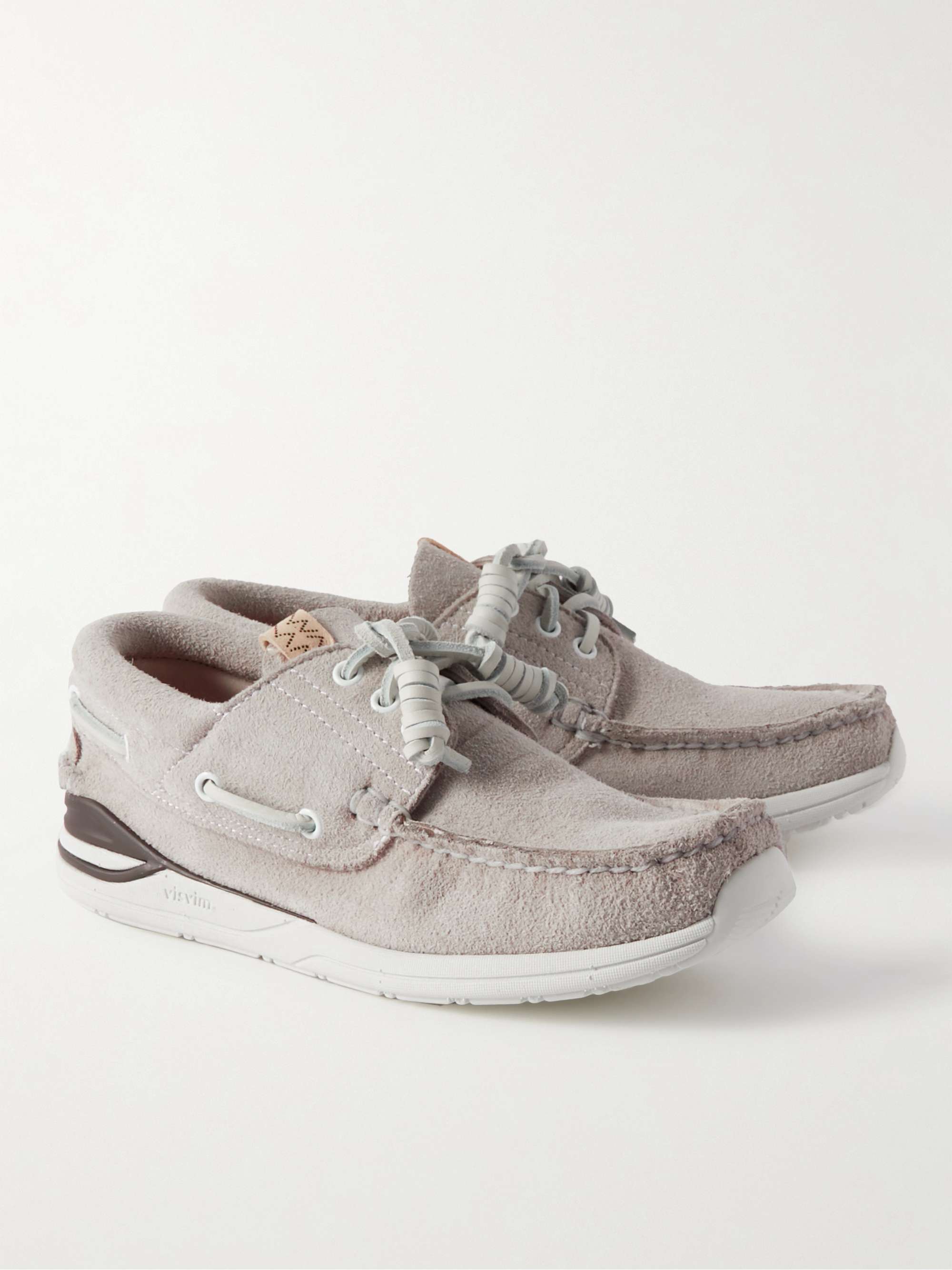 VISVIM Hockney-Folk Leather-Trimmed Suede Boat Shoes