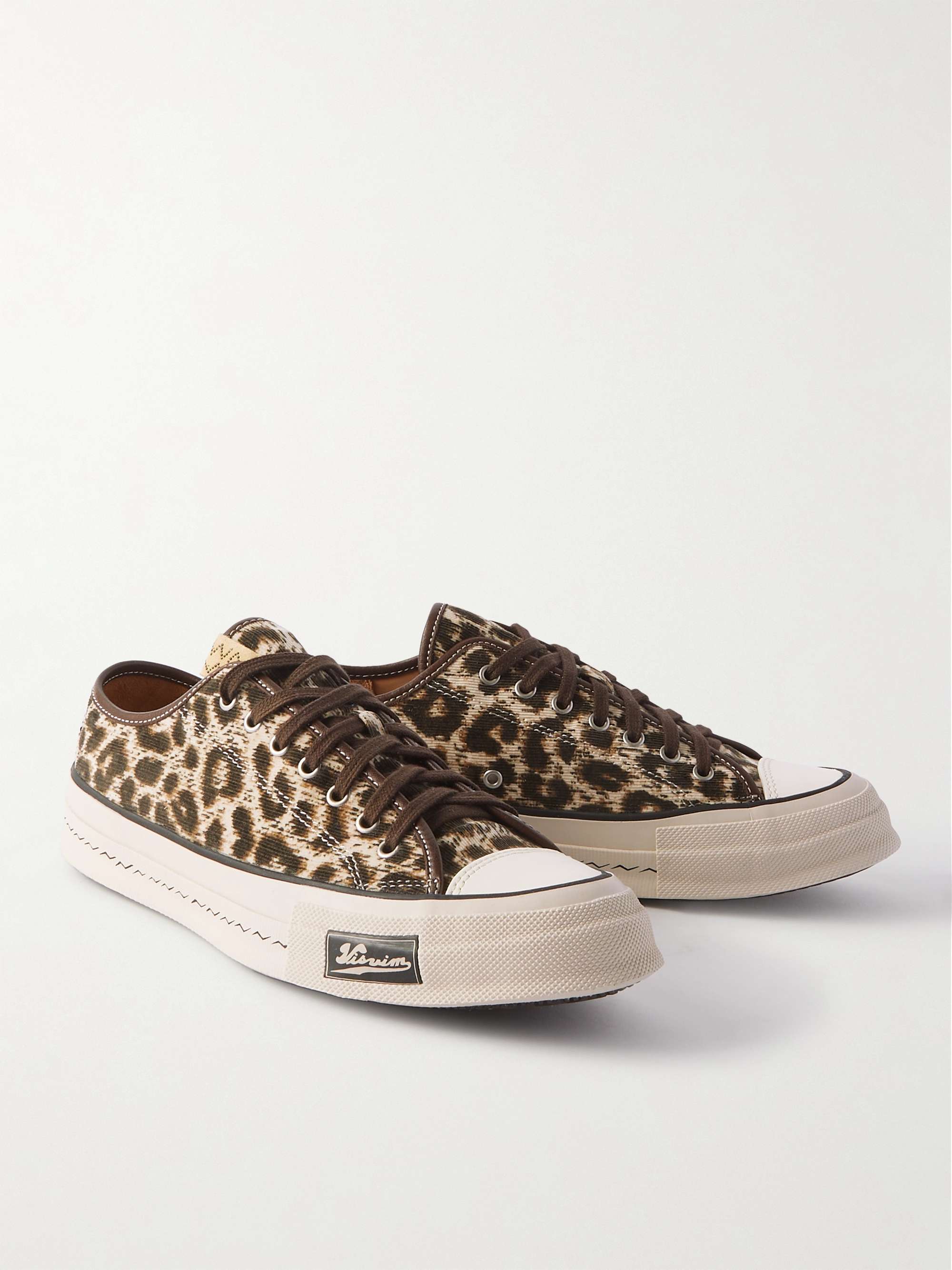 VISVIM Skagway Leather-Trimmed Leopard-Print Corduroy Sneakers