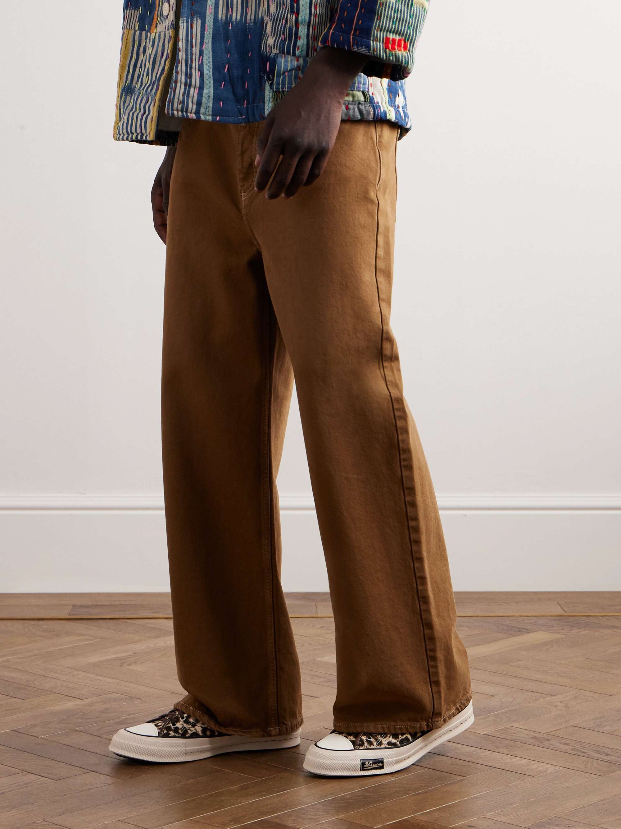 VISVIM Skagway Leather-Trimmed Leopard-Print Corduroy Sneakers