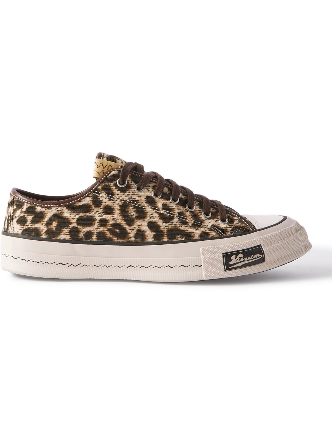Visvim Skagway Leather-trimmed Leopard-print Corduroy Sneakers In Brown