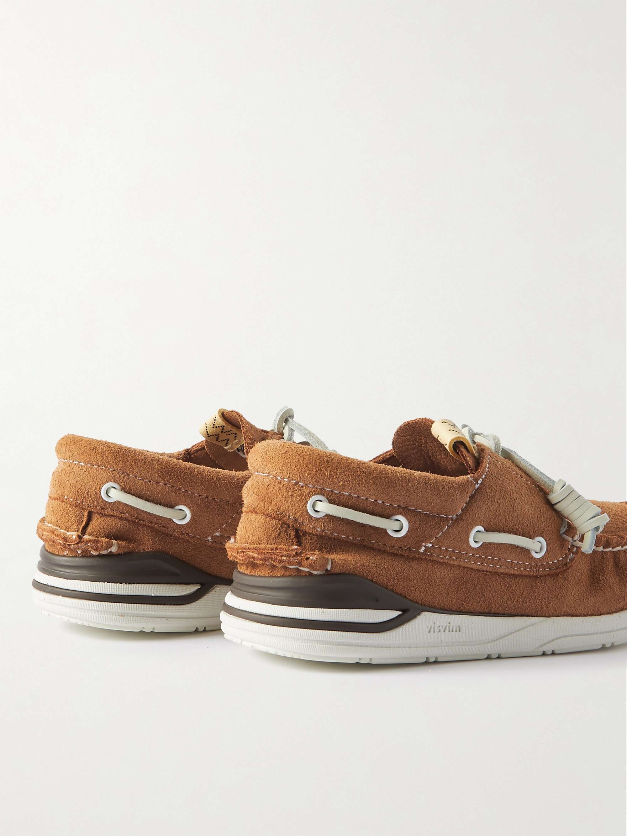VISVIM Hockney-Folk Leather-Trimmed Suede Boat Shoes