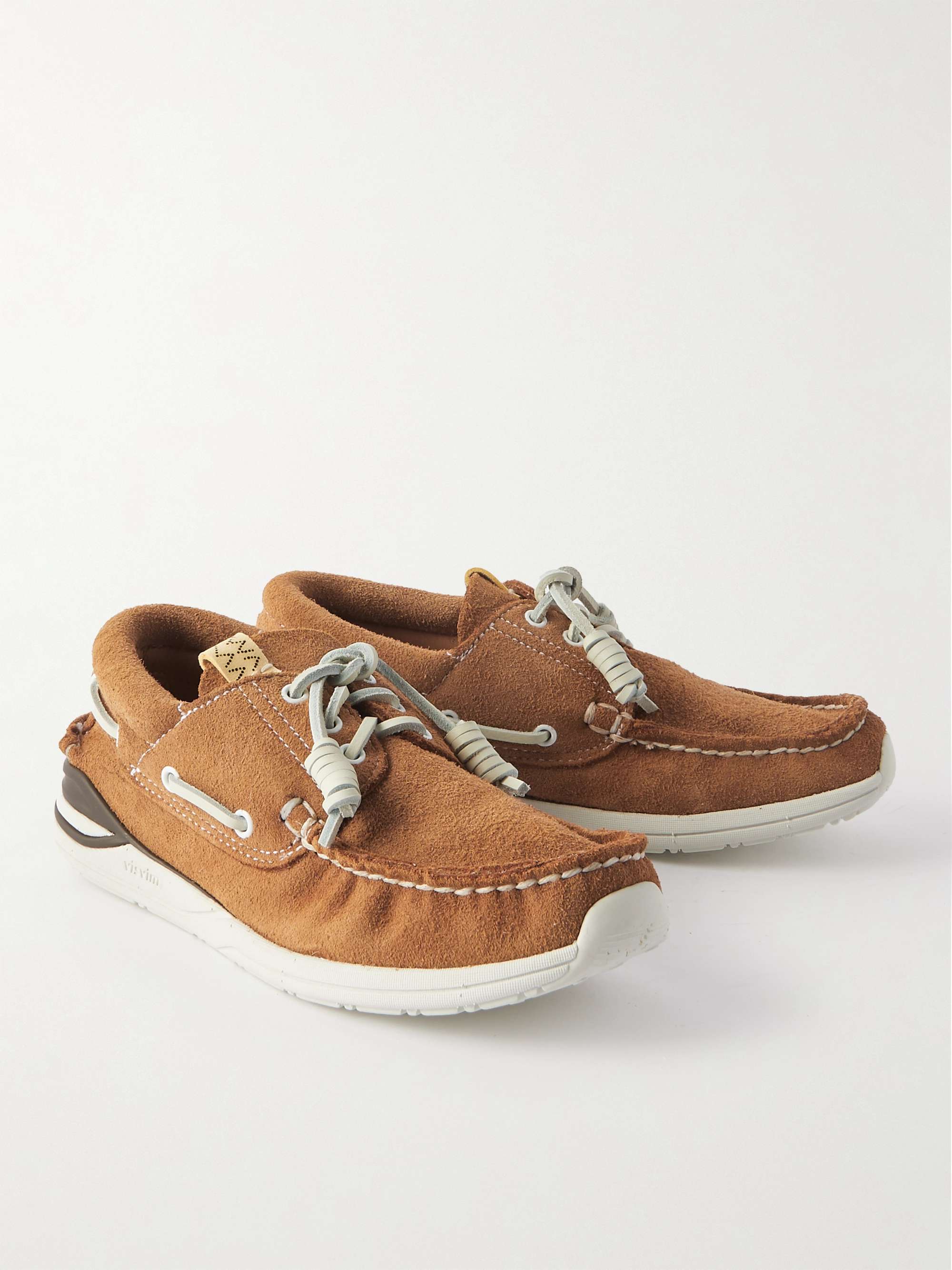 VISVIM Hockney-Folk Leather-Trimmed Suede Boat Shoes