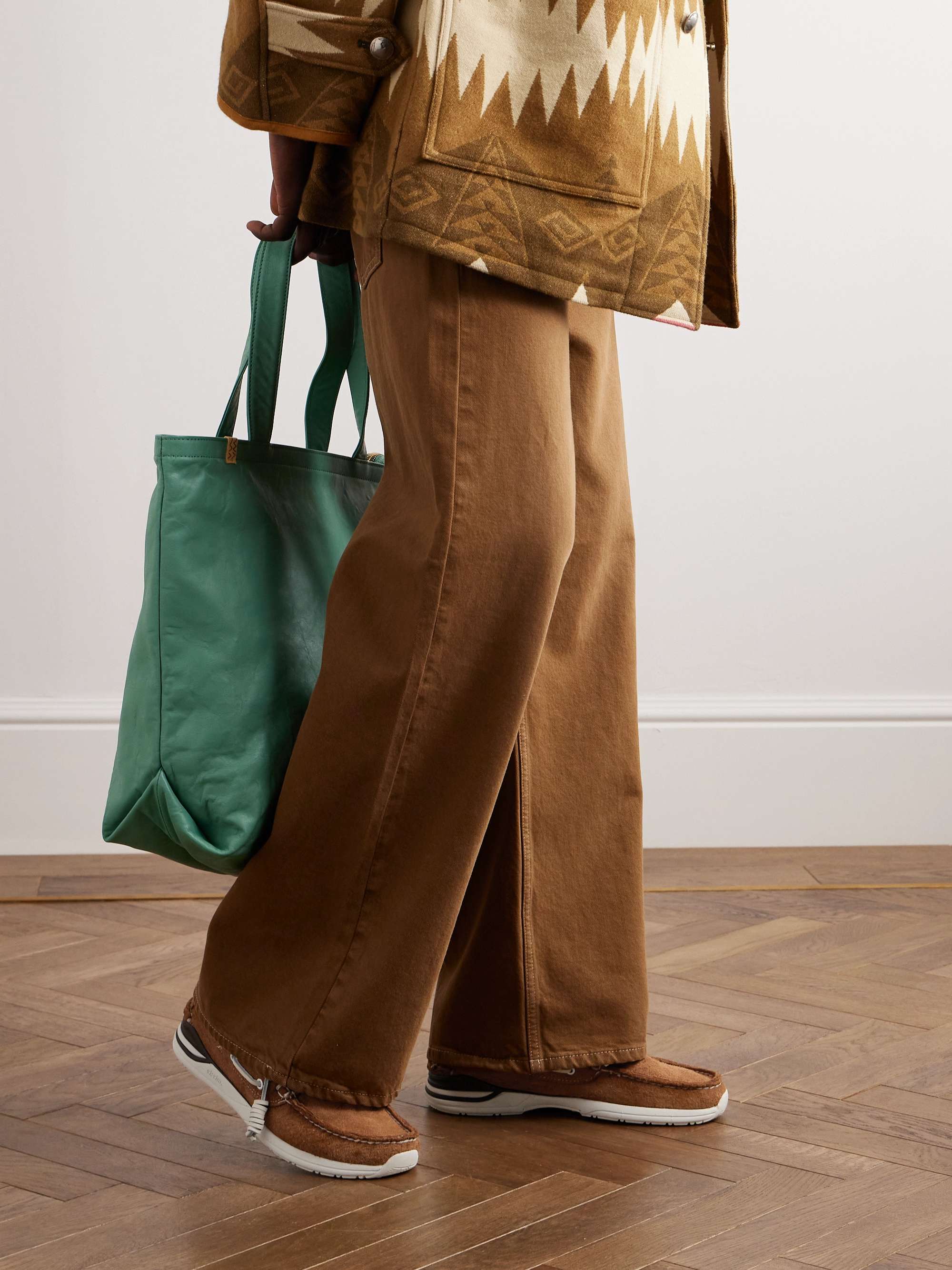 VISVIM Hockney-Folk Leather-Trimmed Suede Boat Shoes