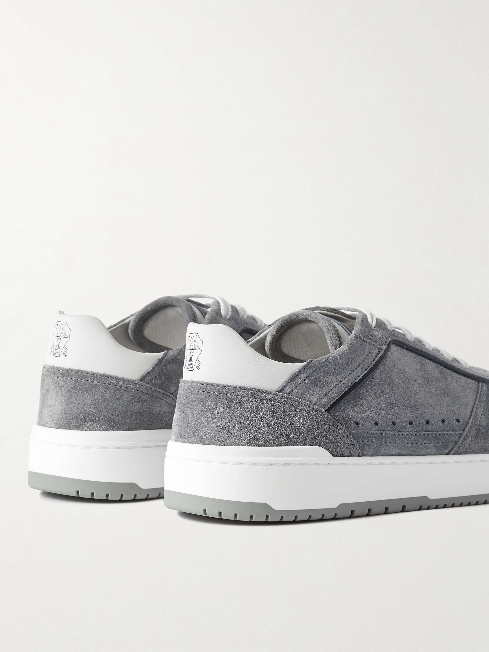 BRUNELLO CUCINELLI Suede-Trimmed Leather Sneakers