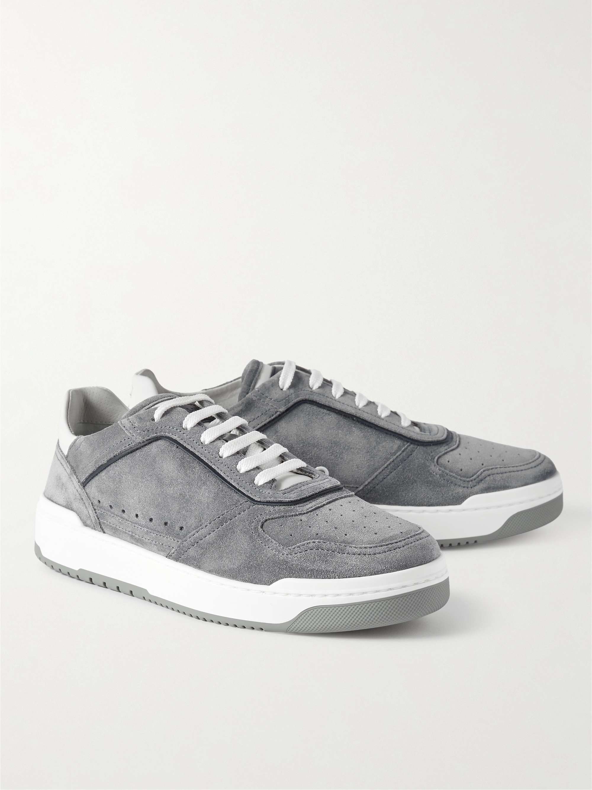 BRUNELLO CUCINELLI Suede-Trimmed Leather Sneakers
