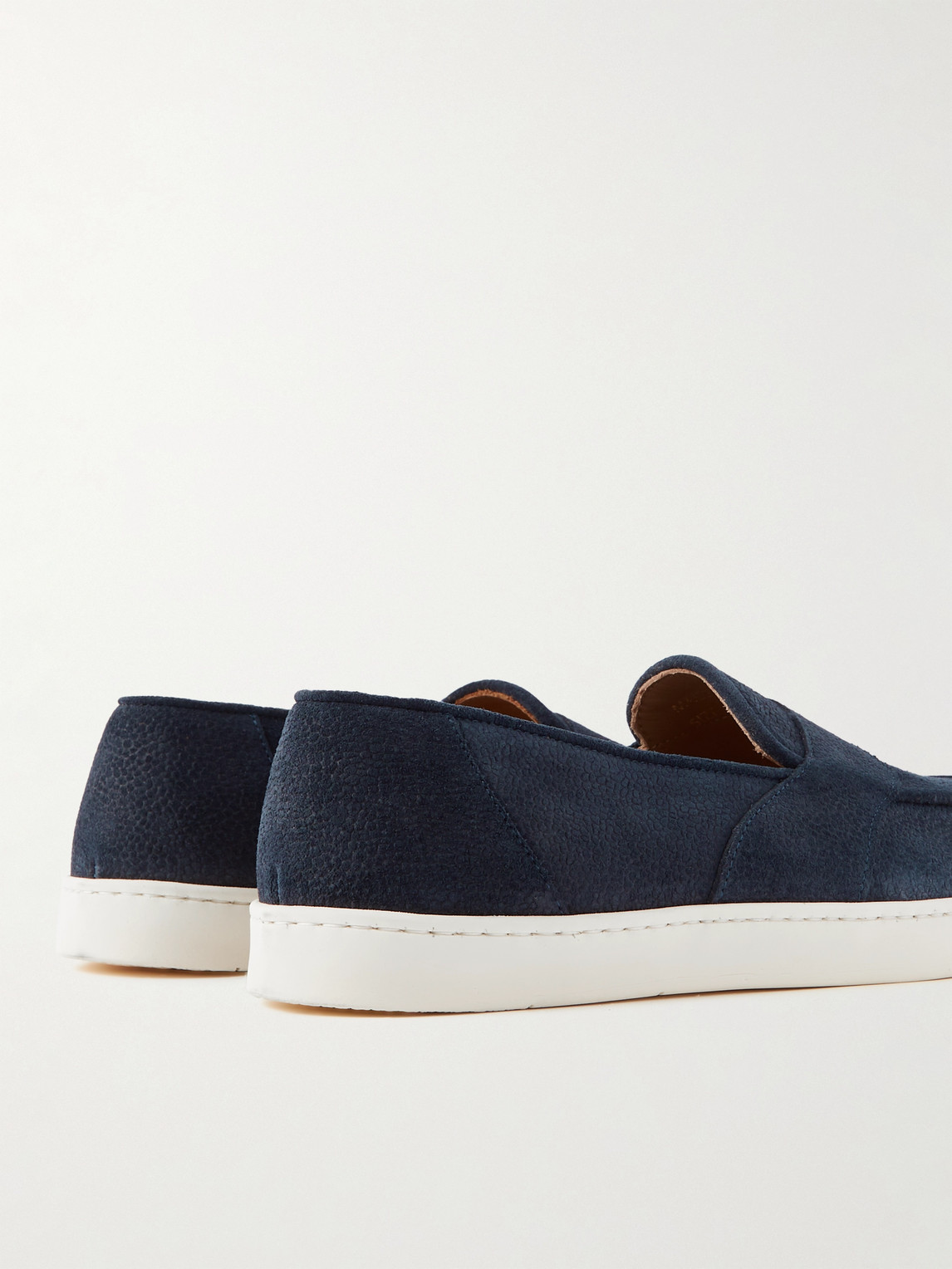 Shop George Cleverley Joey Full-grain Suede Penny Loafers In Blue