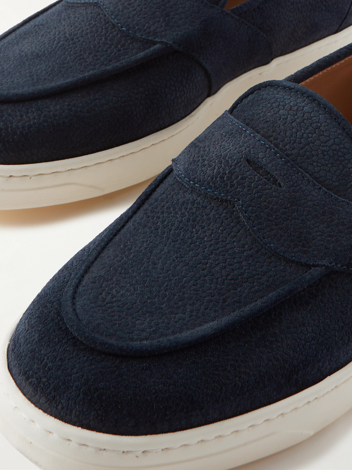 Shop George Cleverley Joey Full-grain Suede Penny Loafers In Blue