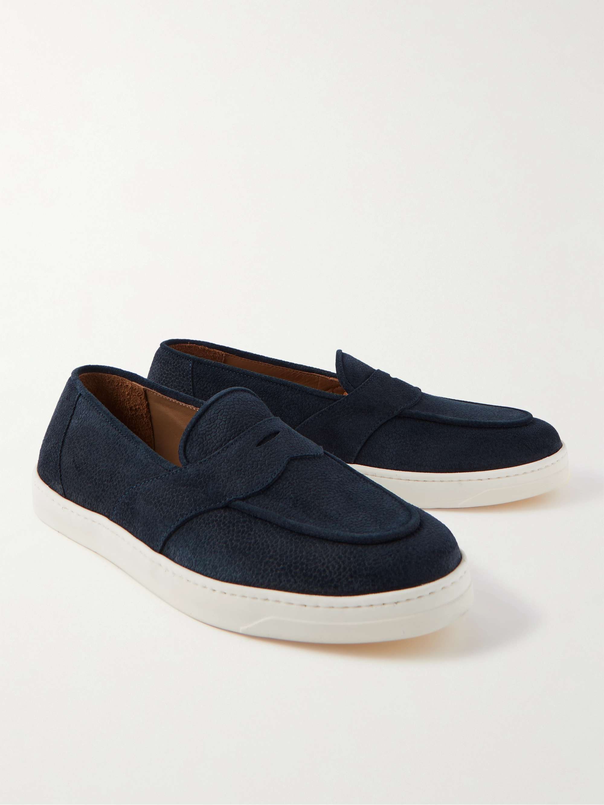 GEORGE CLEVERLEY Joey Full-Grain Suede Penny Loafers for Men | MR PORTER