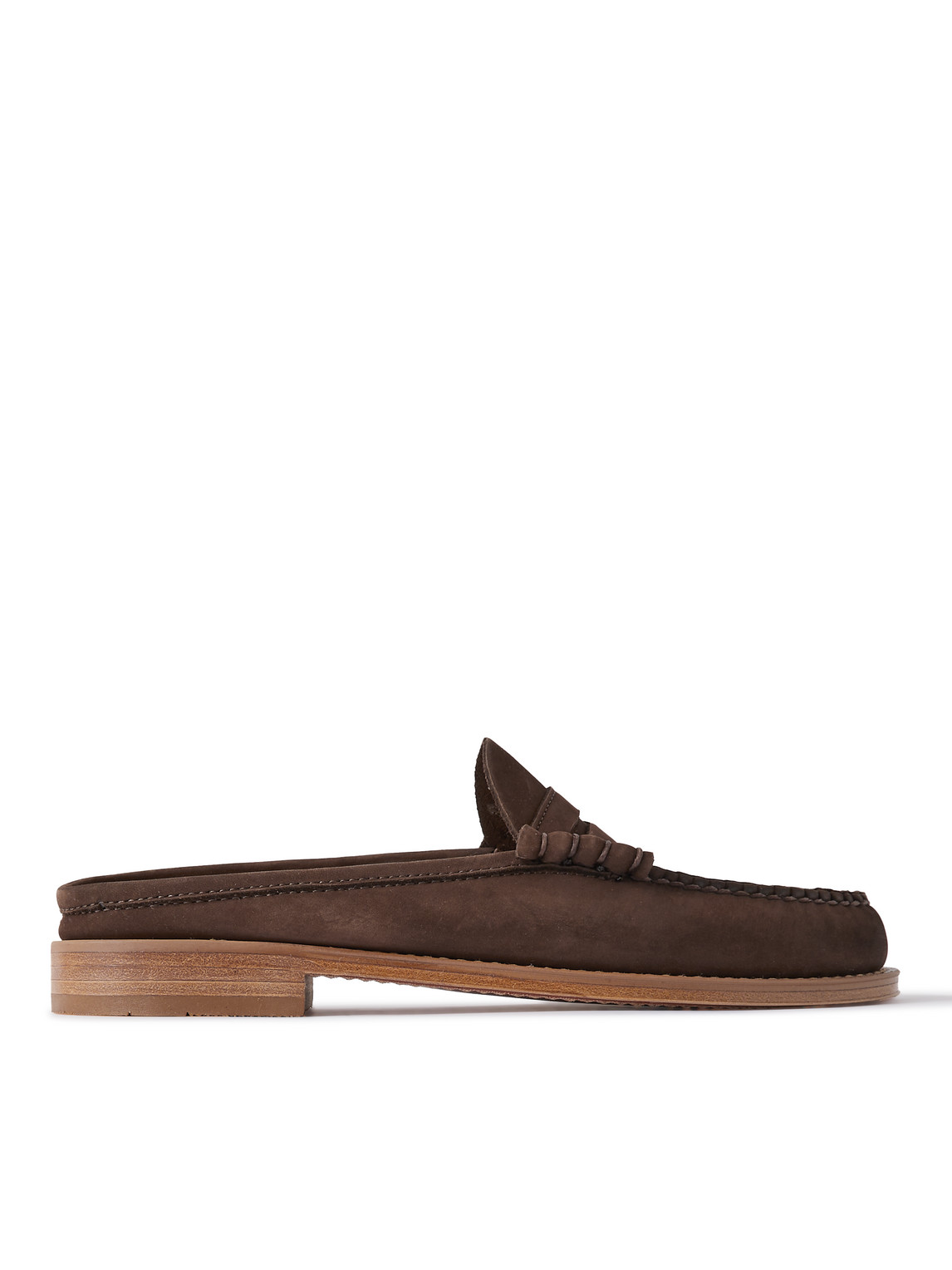 G.H. BASS & CO. WEEJUNS HERITAGE SUEDE BACKLESS PENNY LOAFERS