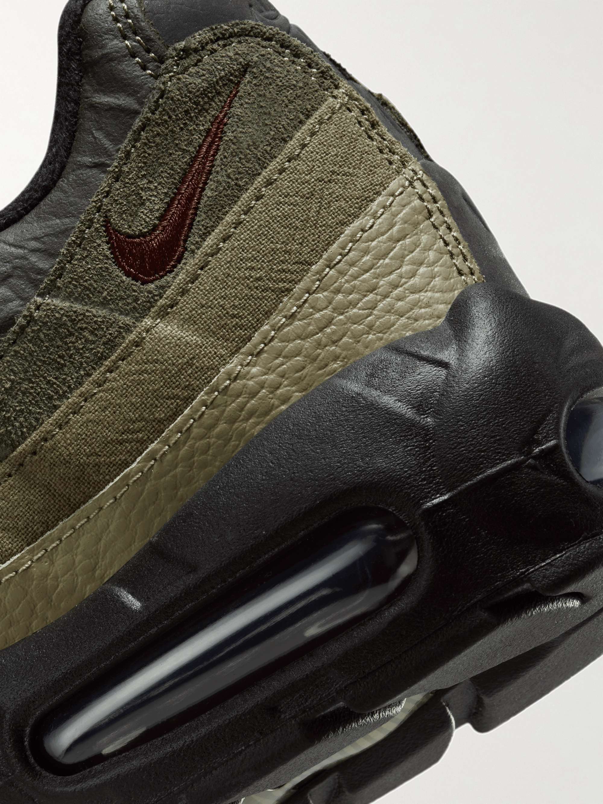 NIKE Air Max 95 Mesh-Trimmed Suede, Leather and Canvas Sneakers