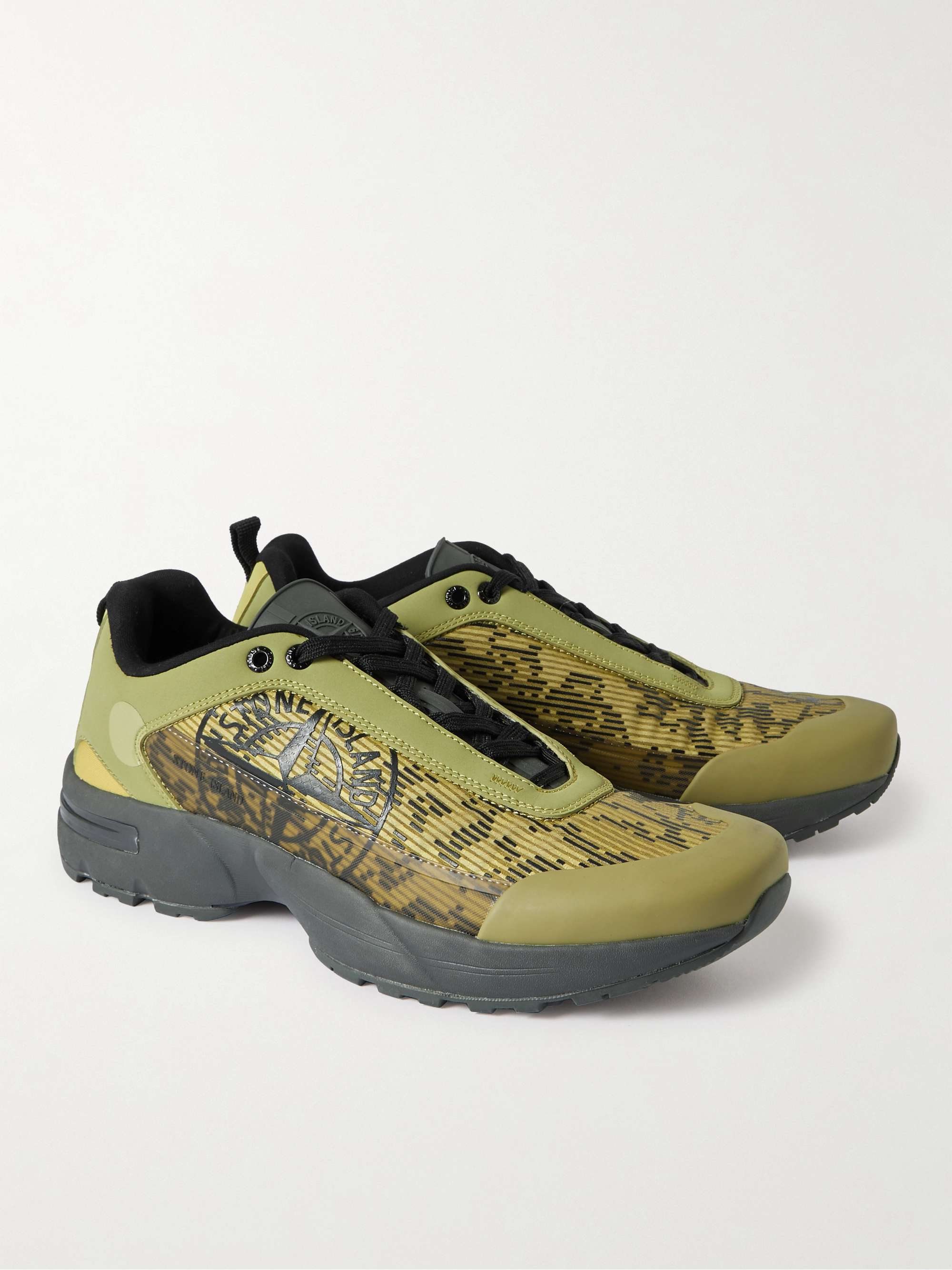 STONE ISLAND Grime Rubber-Trimmed Printed Mesh Sneakers