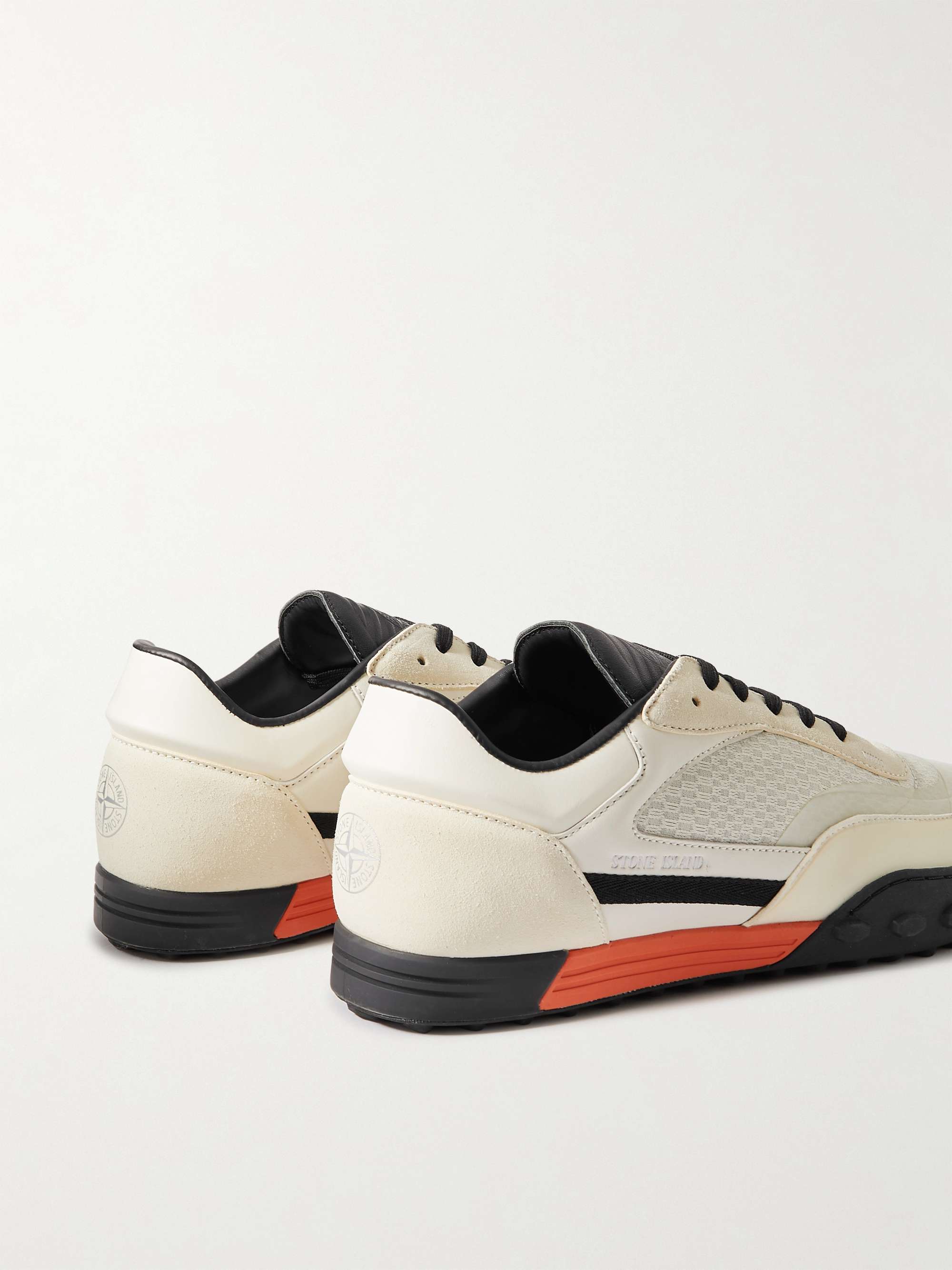 STONE ISLAND Football Logo-Embossed Leather, Suede and Nylon Sneakers