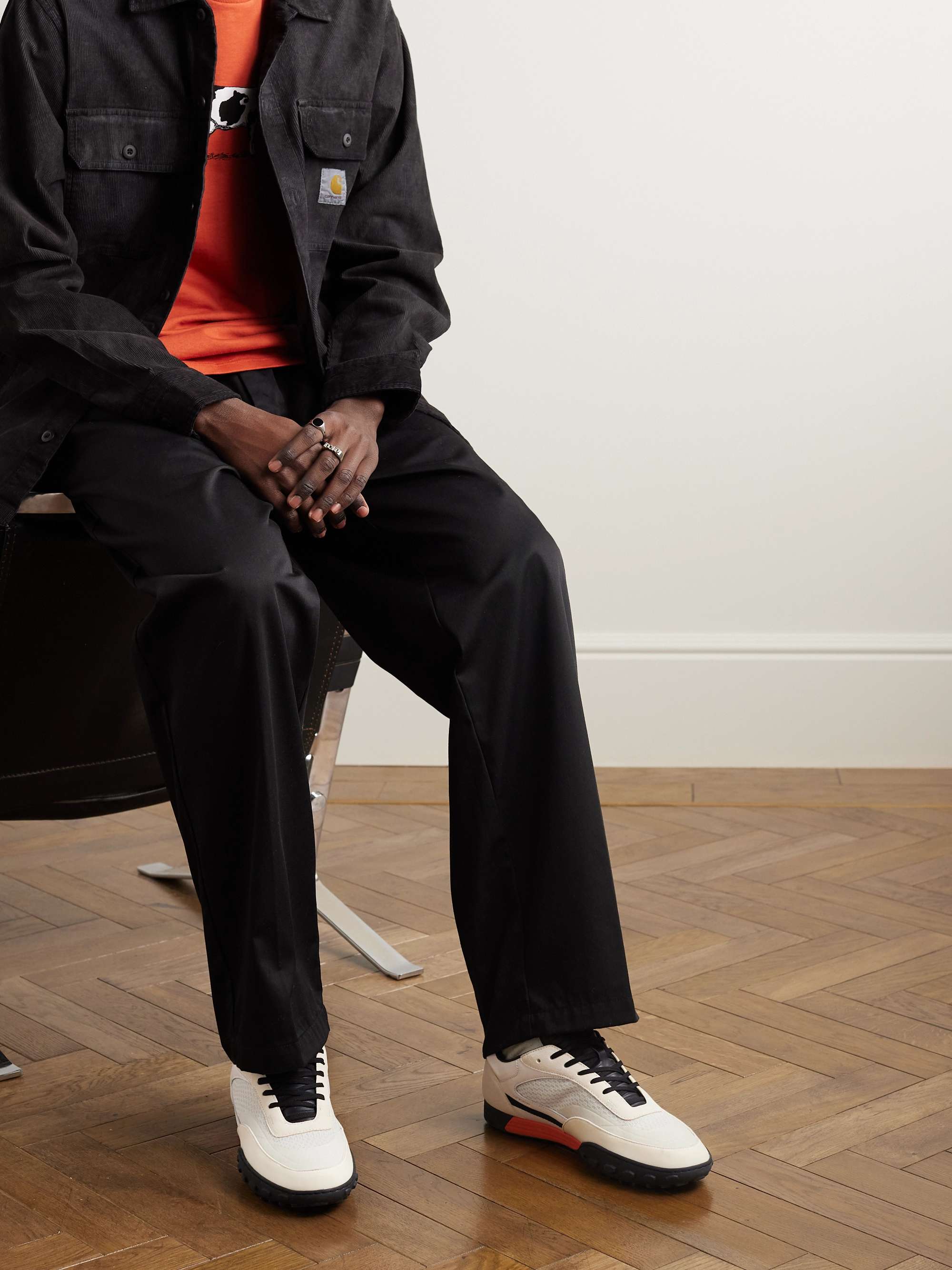 STONE ISLAND Football Logo-Embossed Leather, Suede and Nylon Sneakers
