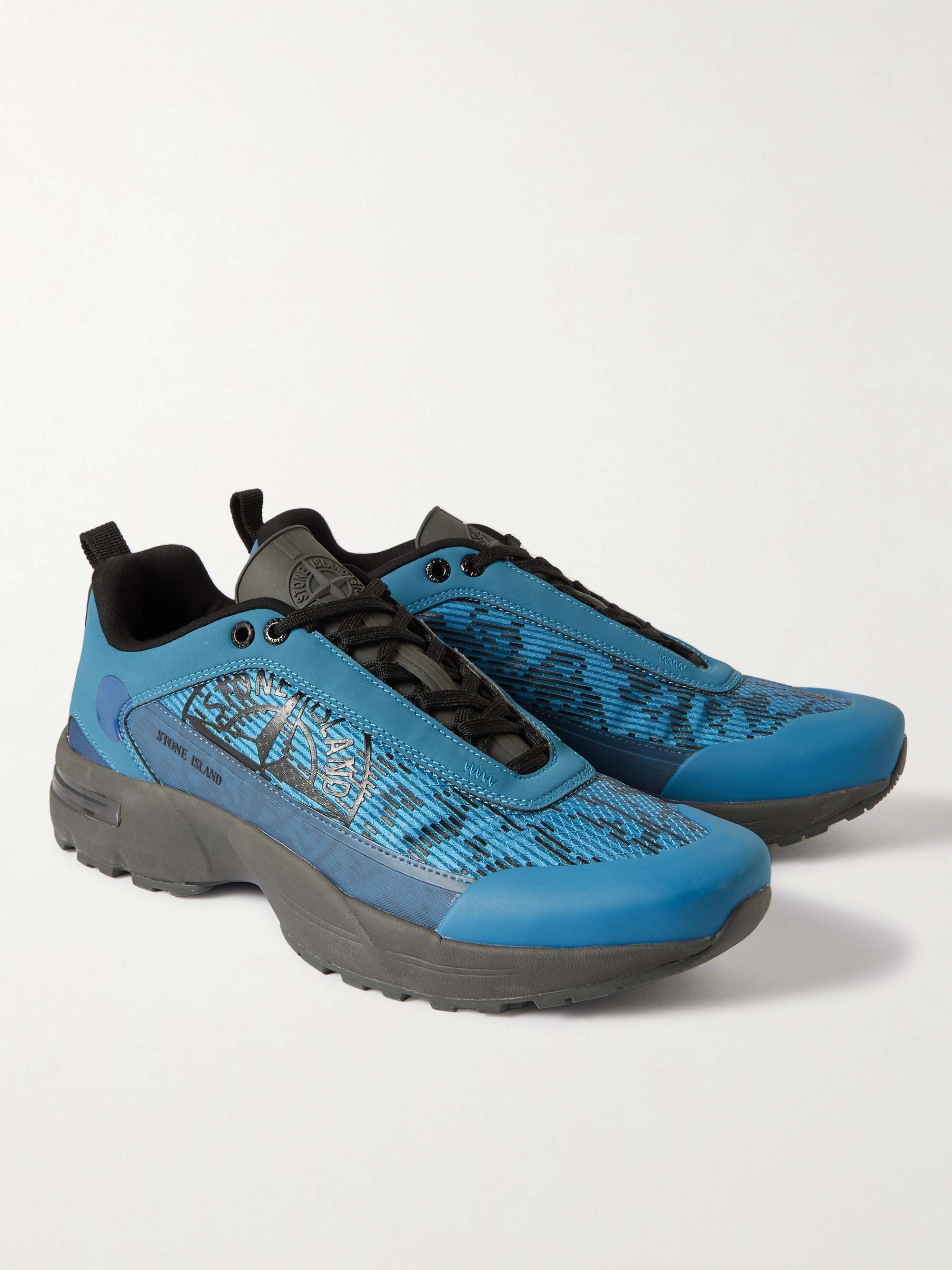 STONE ISLAND Grime Rubber-Trimmed Printed Mesh Sneakers