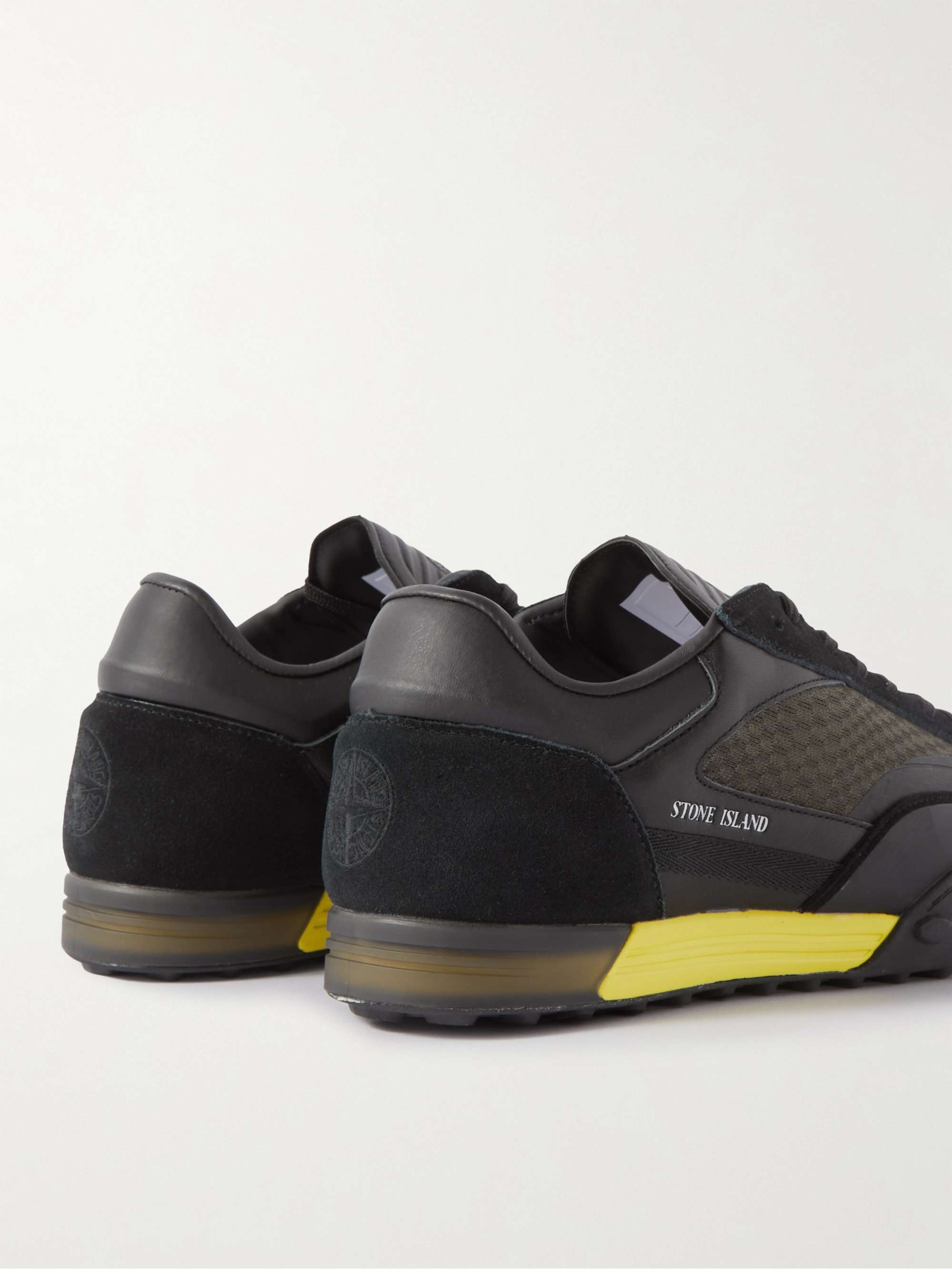 STONE ISLAND Football Logo-Embossed Leather, Suede and Nylon Sneakers