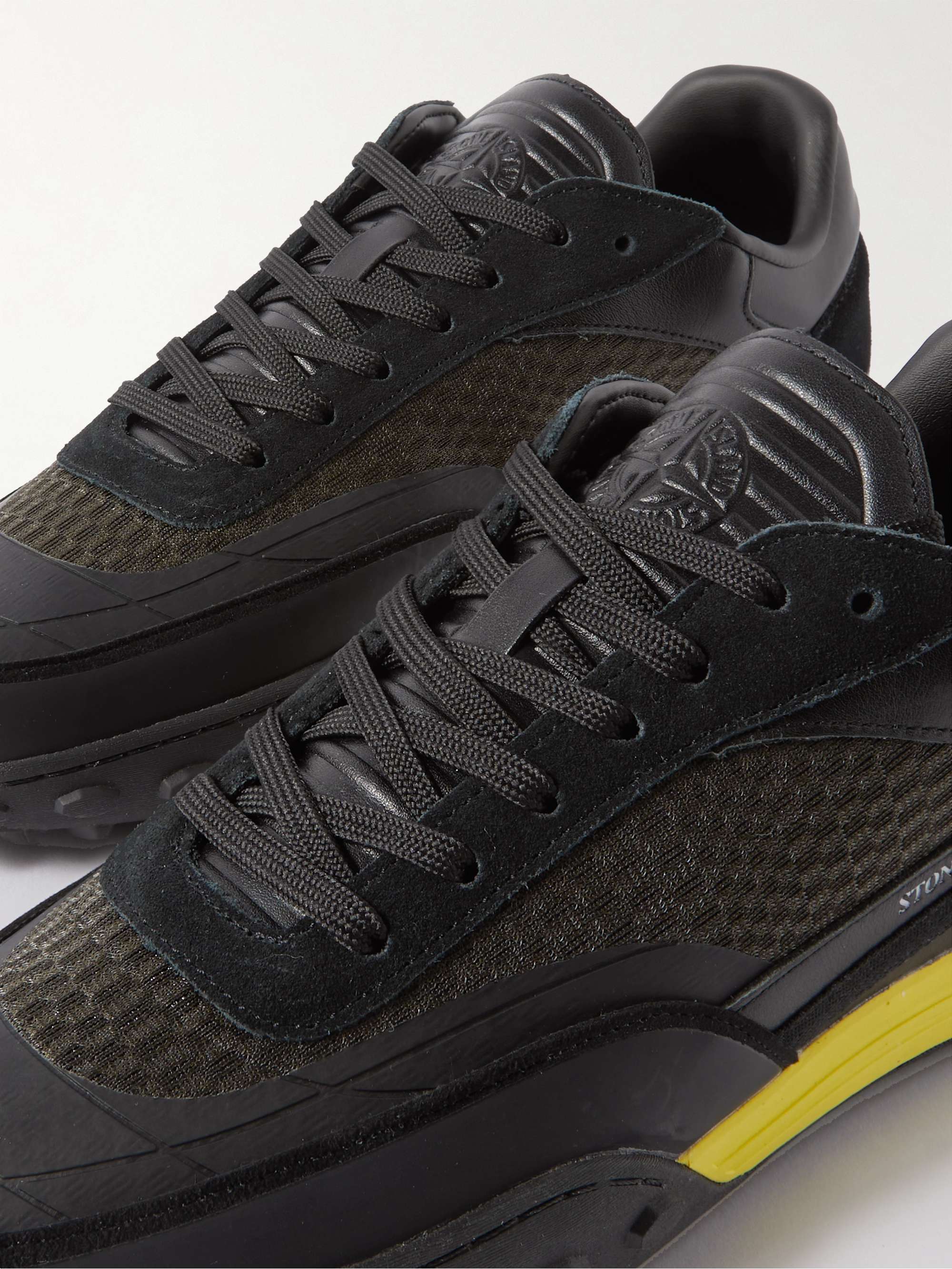 STONE ISLAND Football Logo-Embossed Leather, Suede and Nylon Sneakers