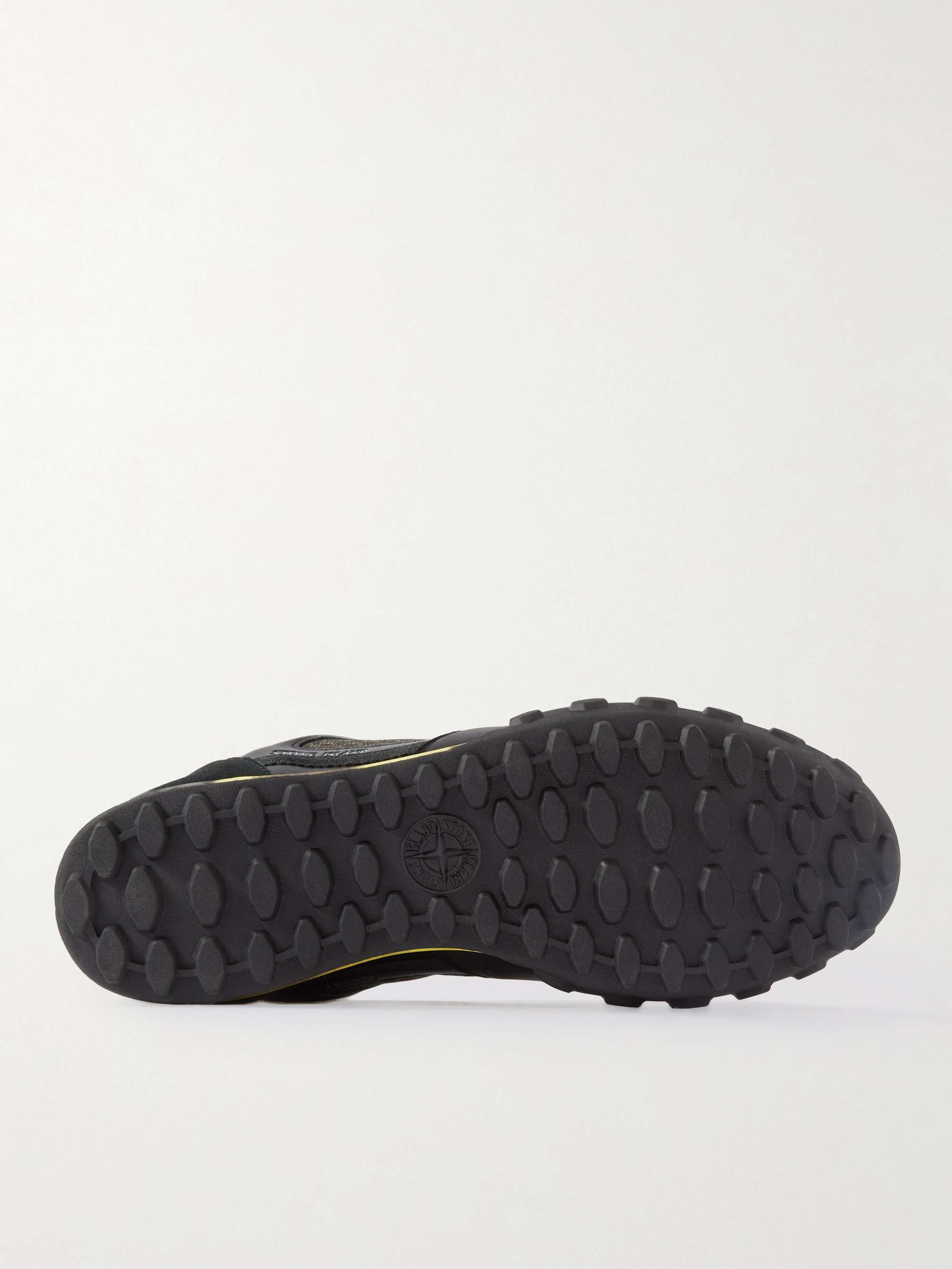 STONE ISLAND Football Logo-Embossed Leather, Suede and Nylon Sneakers