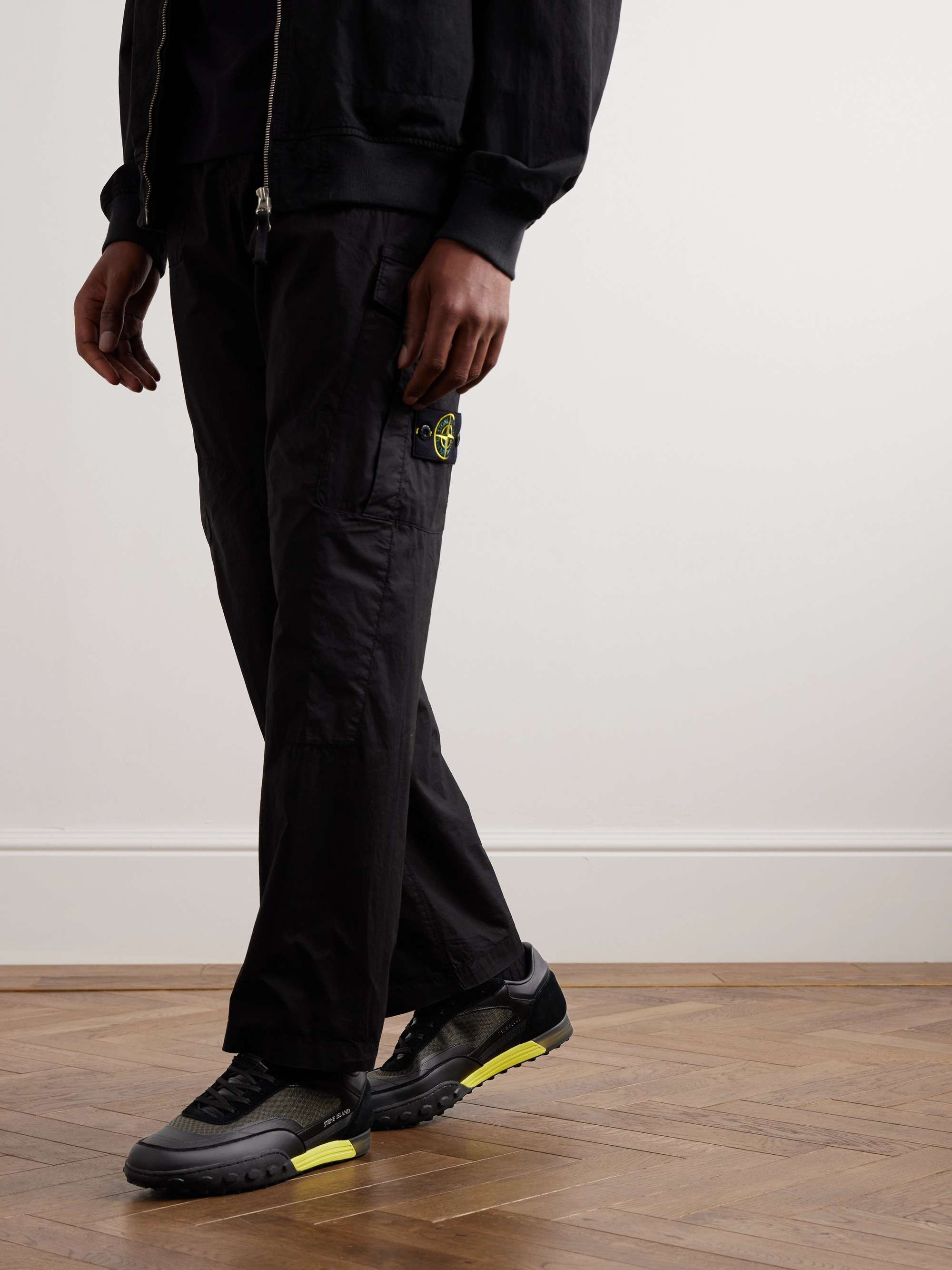 STONE ISLAND Football Logo-Embossed Leather, Suede and Nylon Sneakers ...