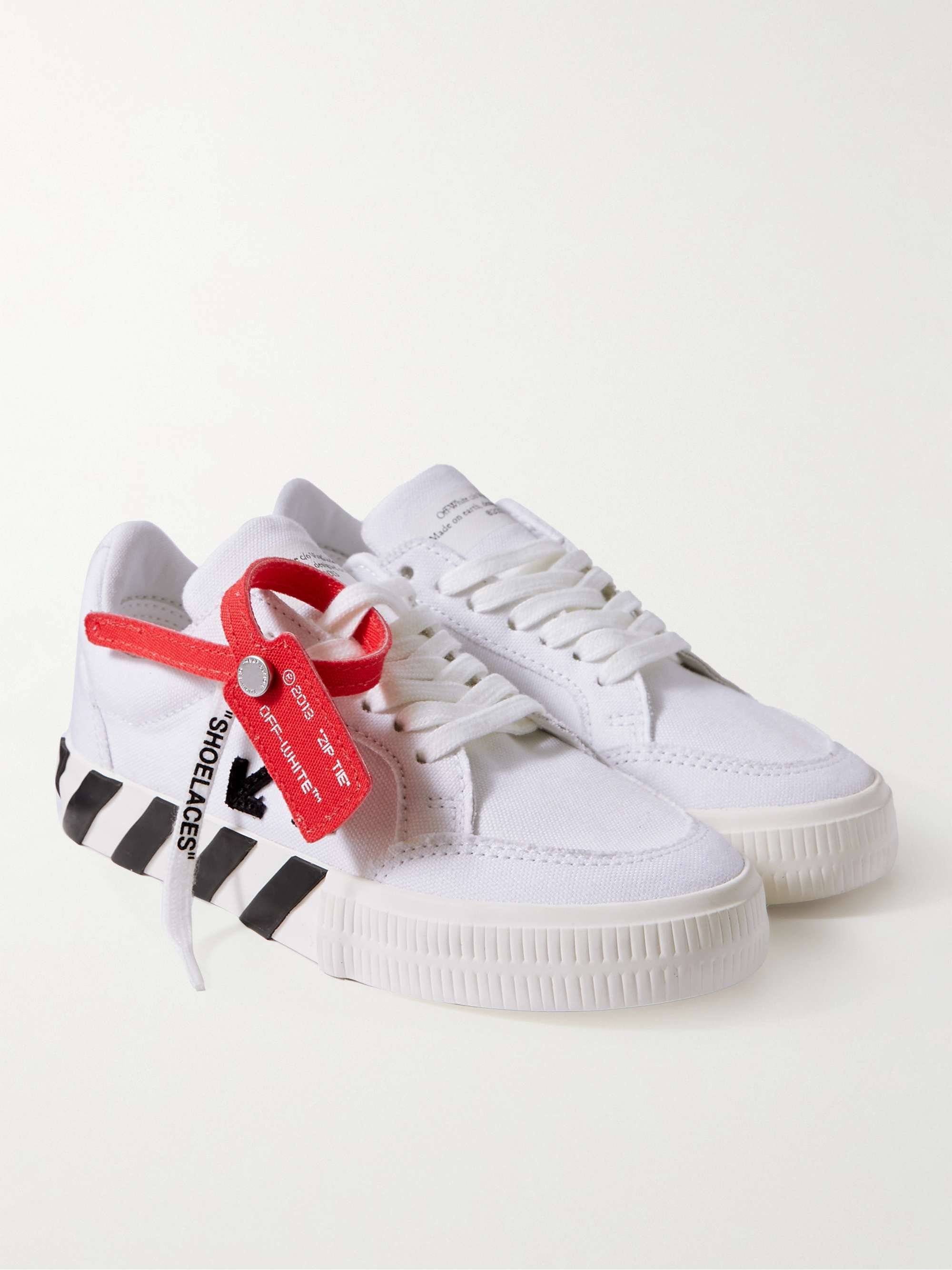 Off-White Kids Vulcanized Leather-trimmed Canvas Sneakers - Boys - White Shoes - It 32