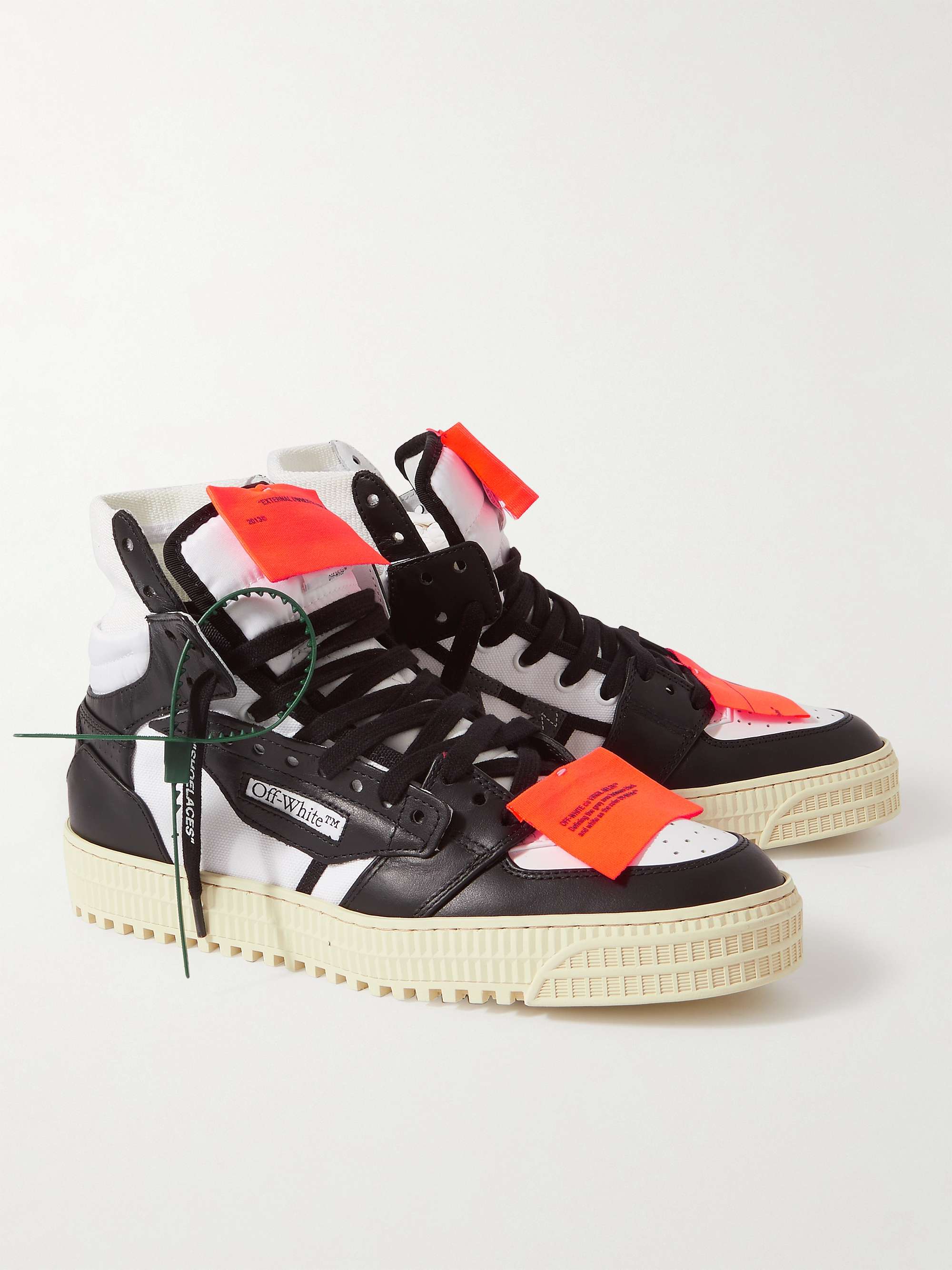 OFF-WHITE 3.0 Off-Court Leather and Canvas High-Top Sneakers