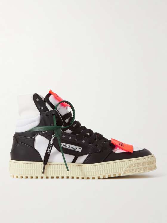 mrporter.com | 3.0 Off-Court Leather and Canvas High-Top Sneakers