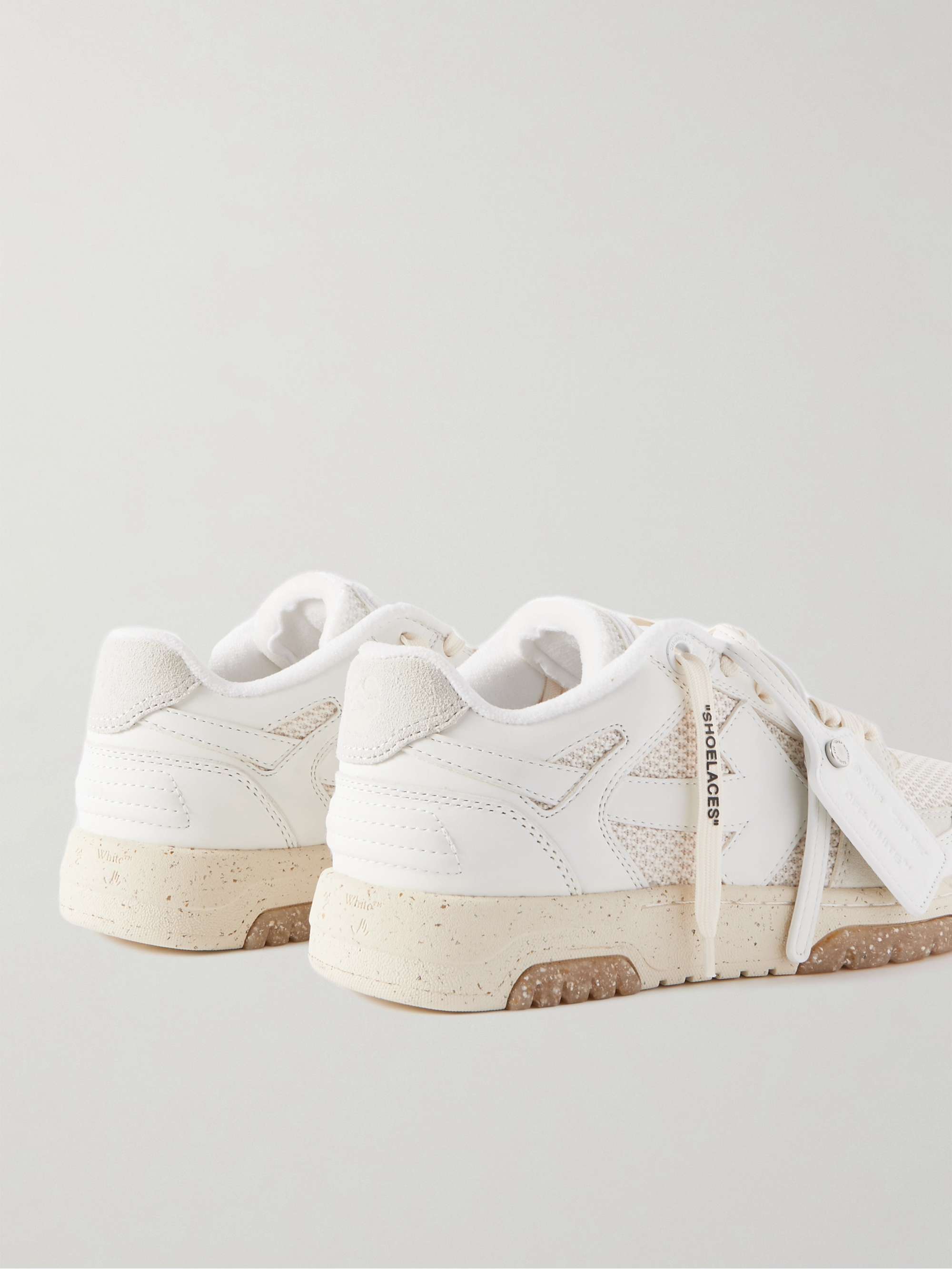 OFF-WHITE Slim Out of Office Leather and Mesh Sneakers
