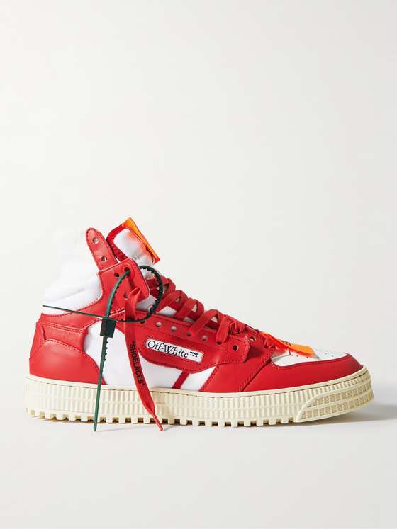 mrporter.com | 3.0 Off-Court Leather and Canvas High-Top Sneakers