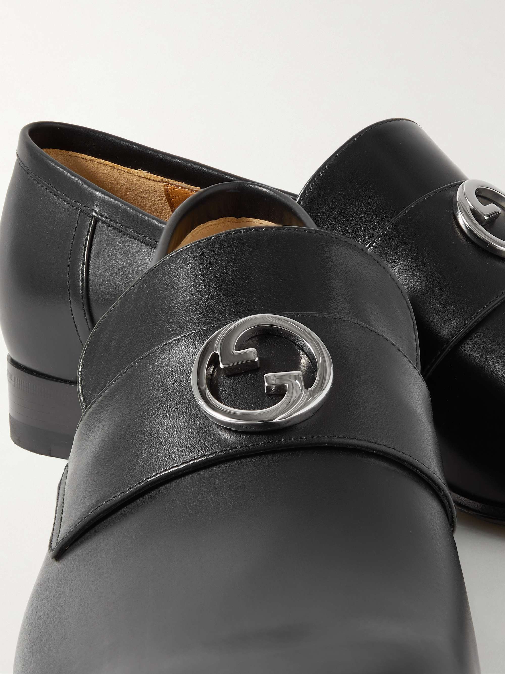 GUCCI Logo-Detailed Leather Loafers