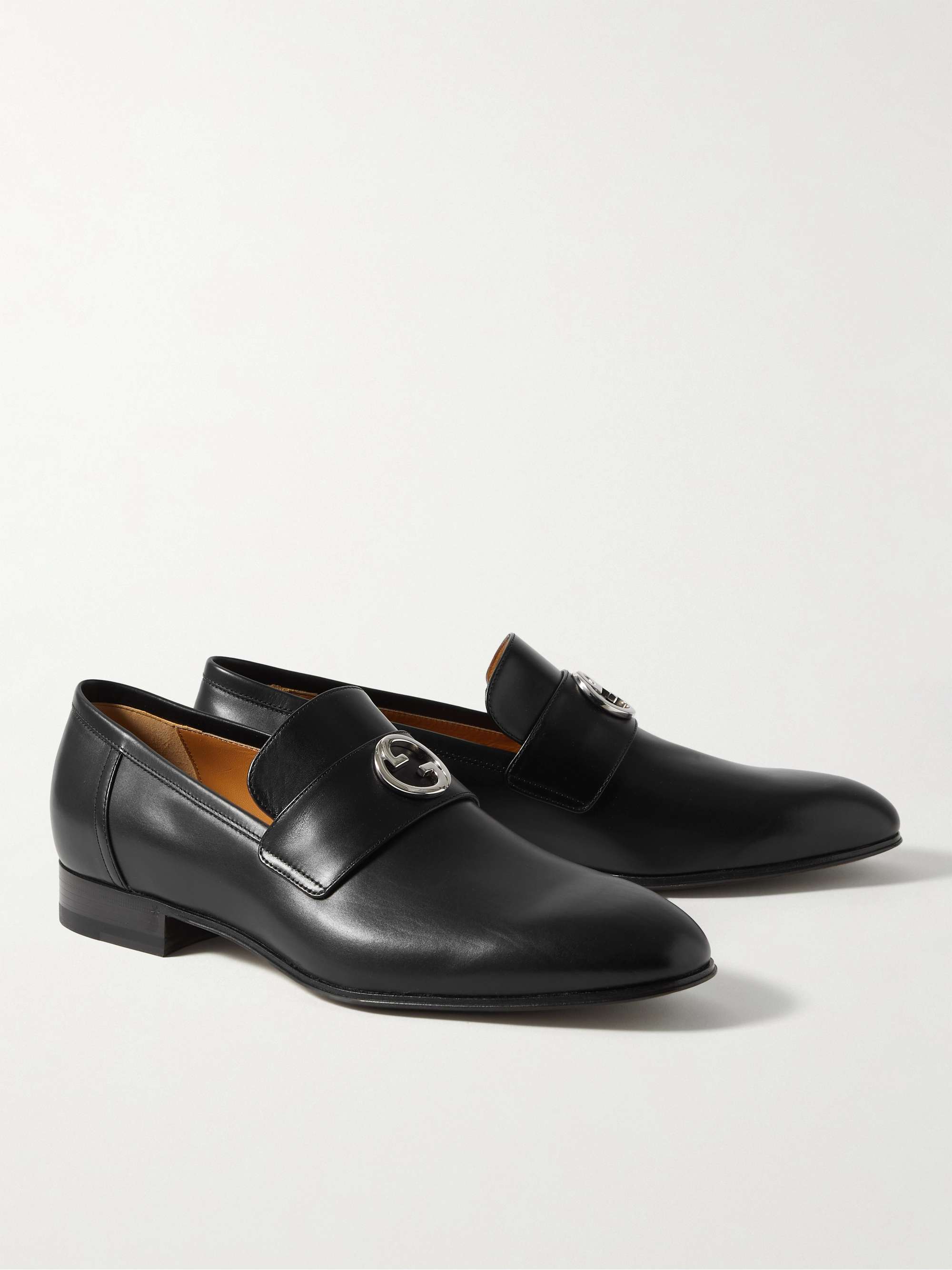 GUCCI Logo-Detailed Leather Loafers