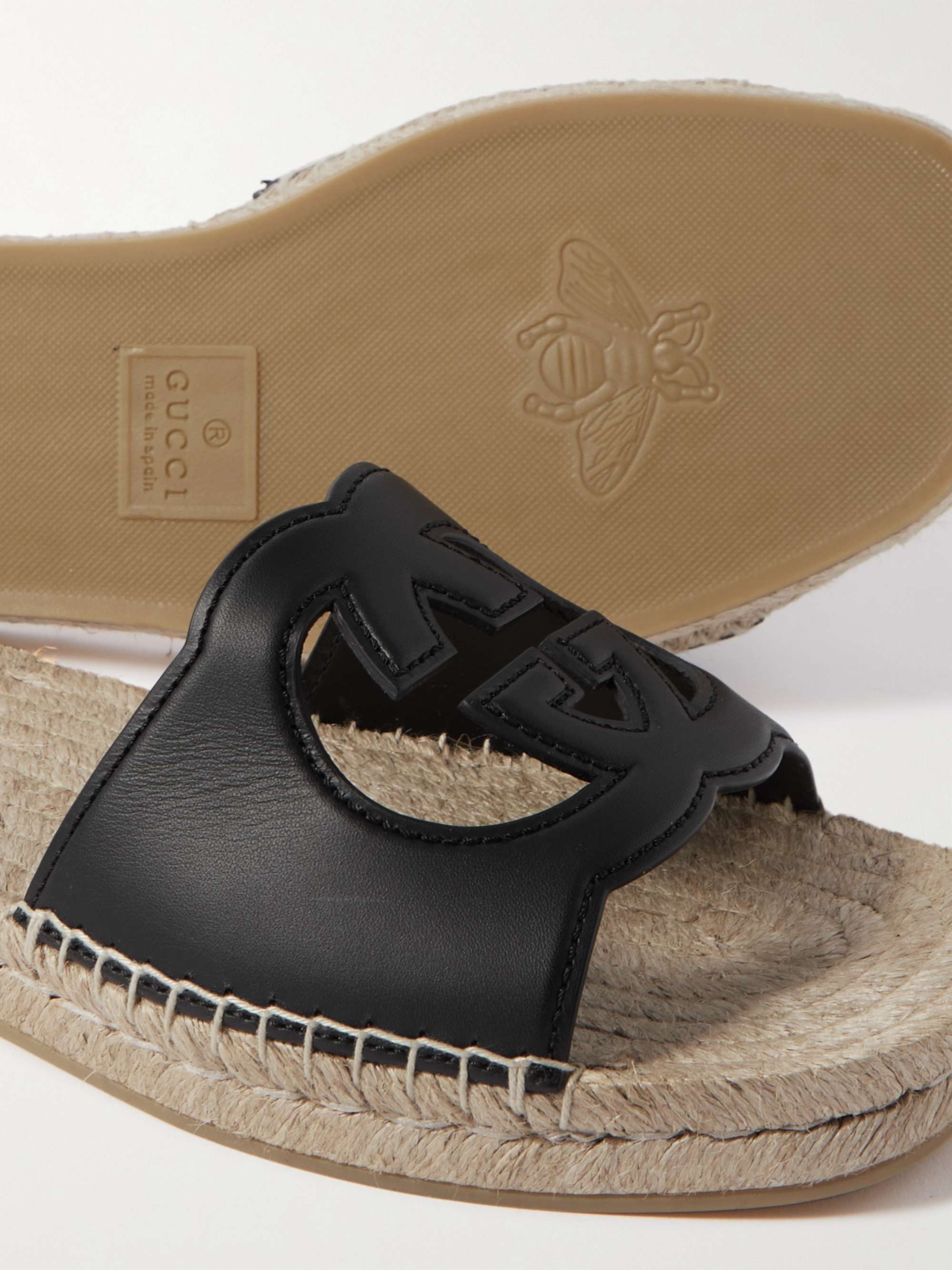 GUCCI Logo-Cutout Leather Sandals