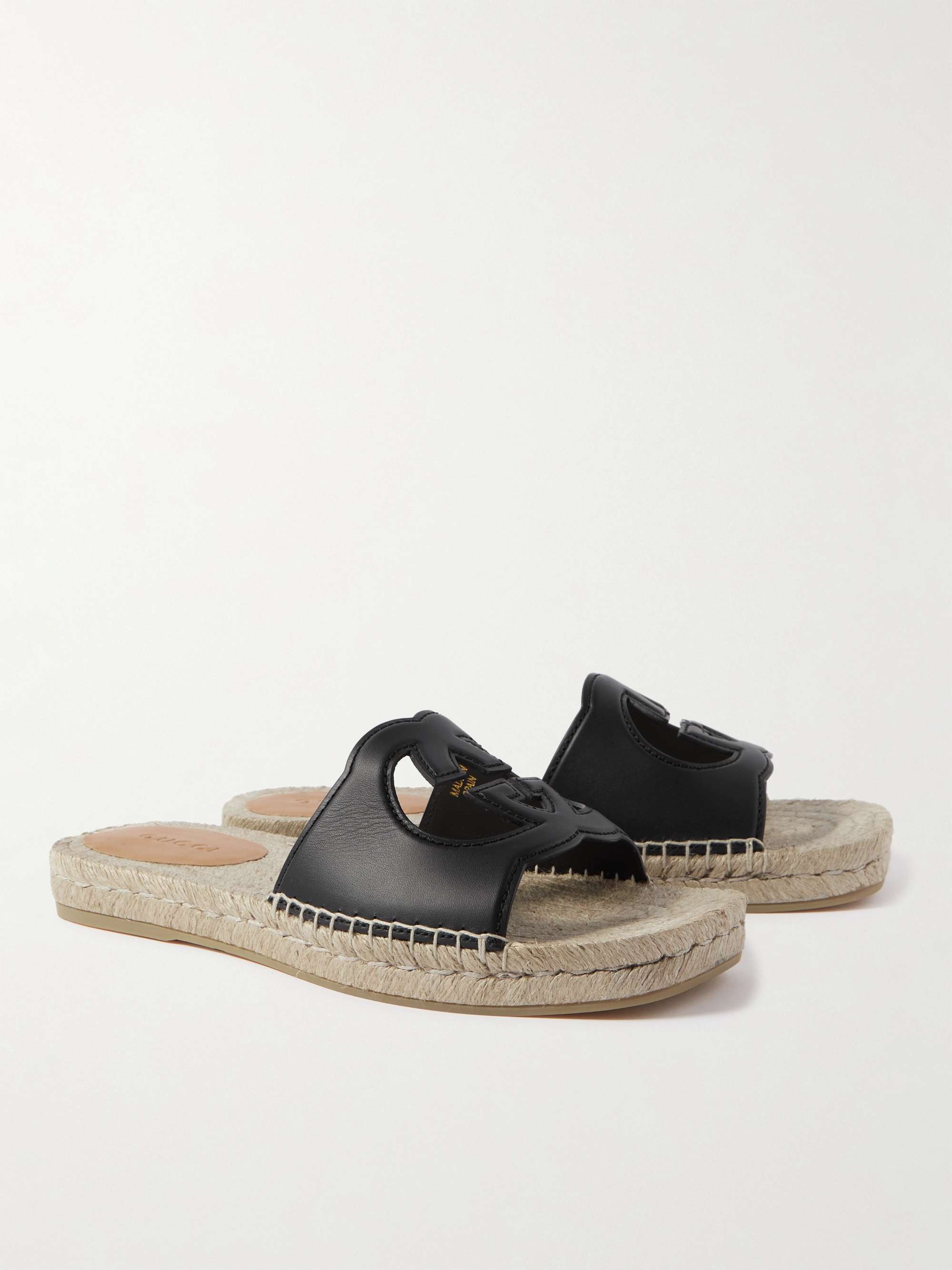GUCCI Logo-Cutout Leather Sandals