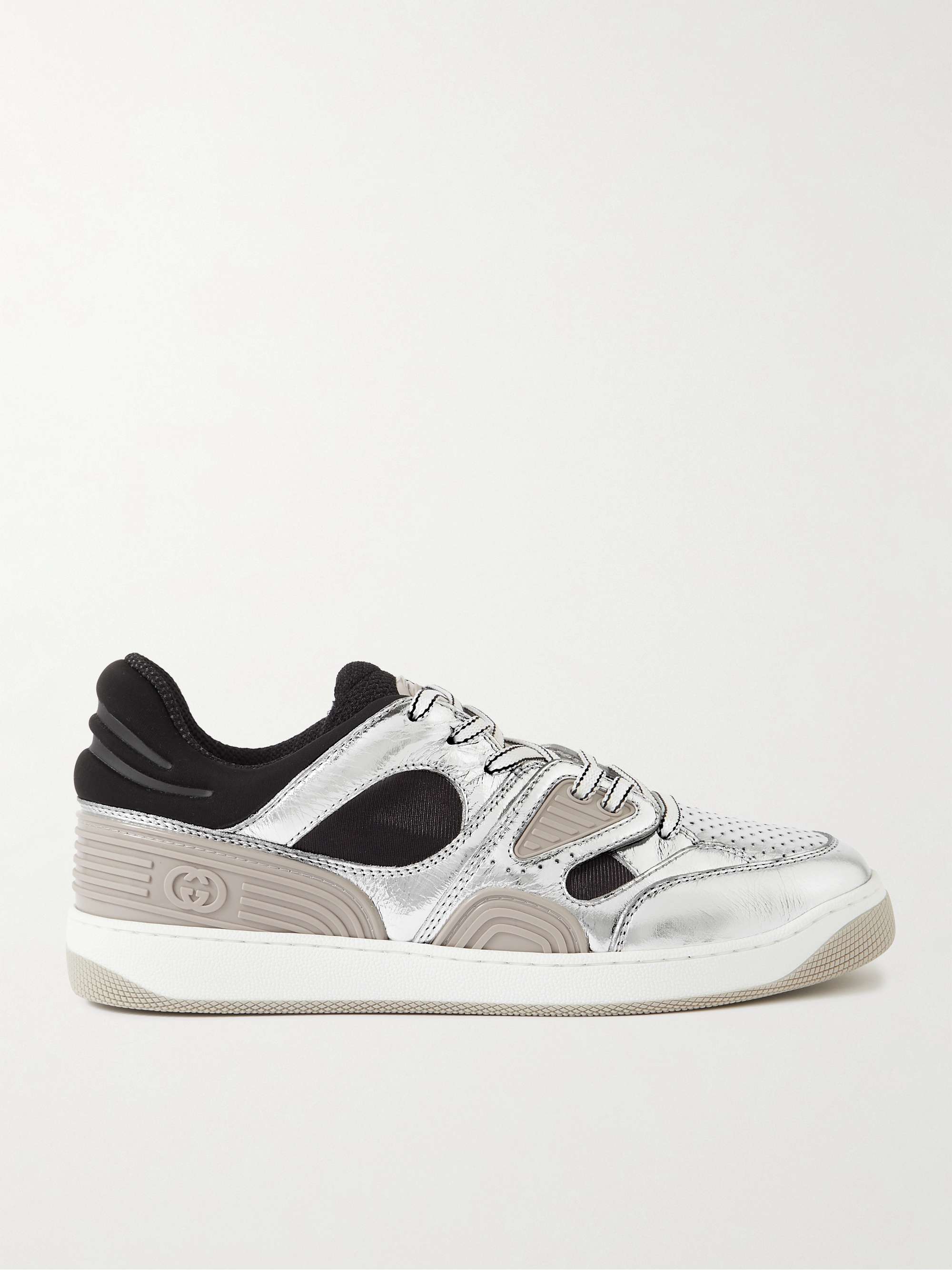 Vleien Brutaal Momentum GUCCI Basket Distressed Metallic Leather, Jersey, Mesh and Rubber Sneakers | MR PORTER Vleien Brutaal Momentum GUCCI Basket Distressed Metallic Leather, Jersey, Mesh and Rubber Sneakers | MR PORTER