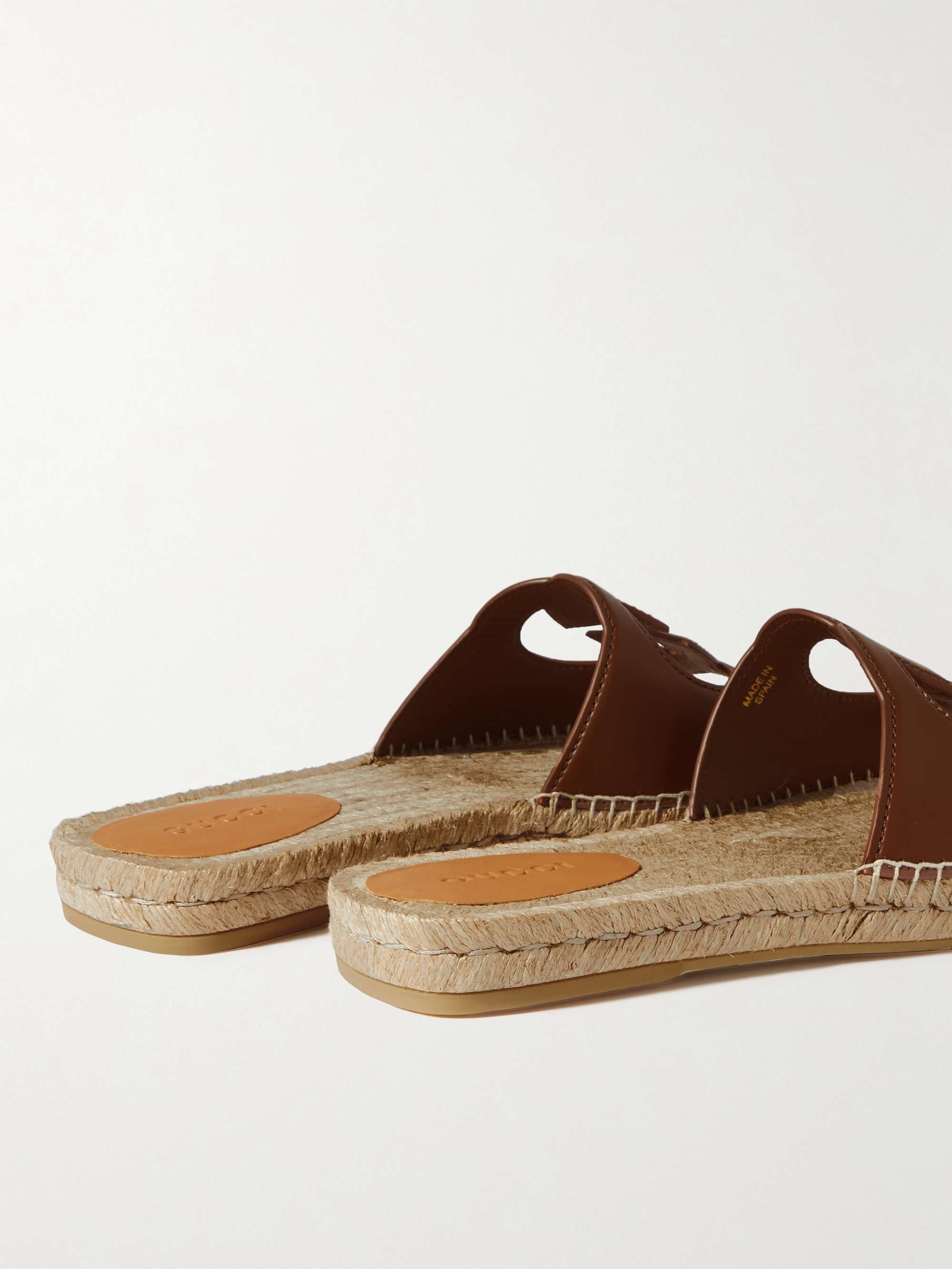 GUCCI Logo-Cutout Leather Sandals
