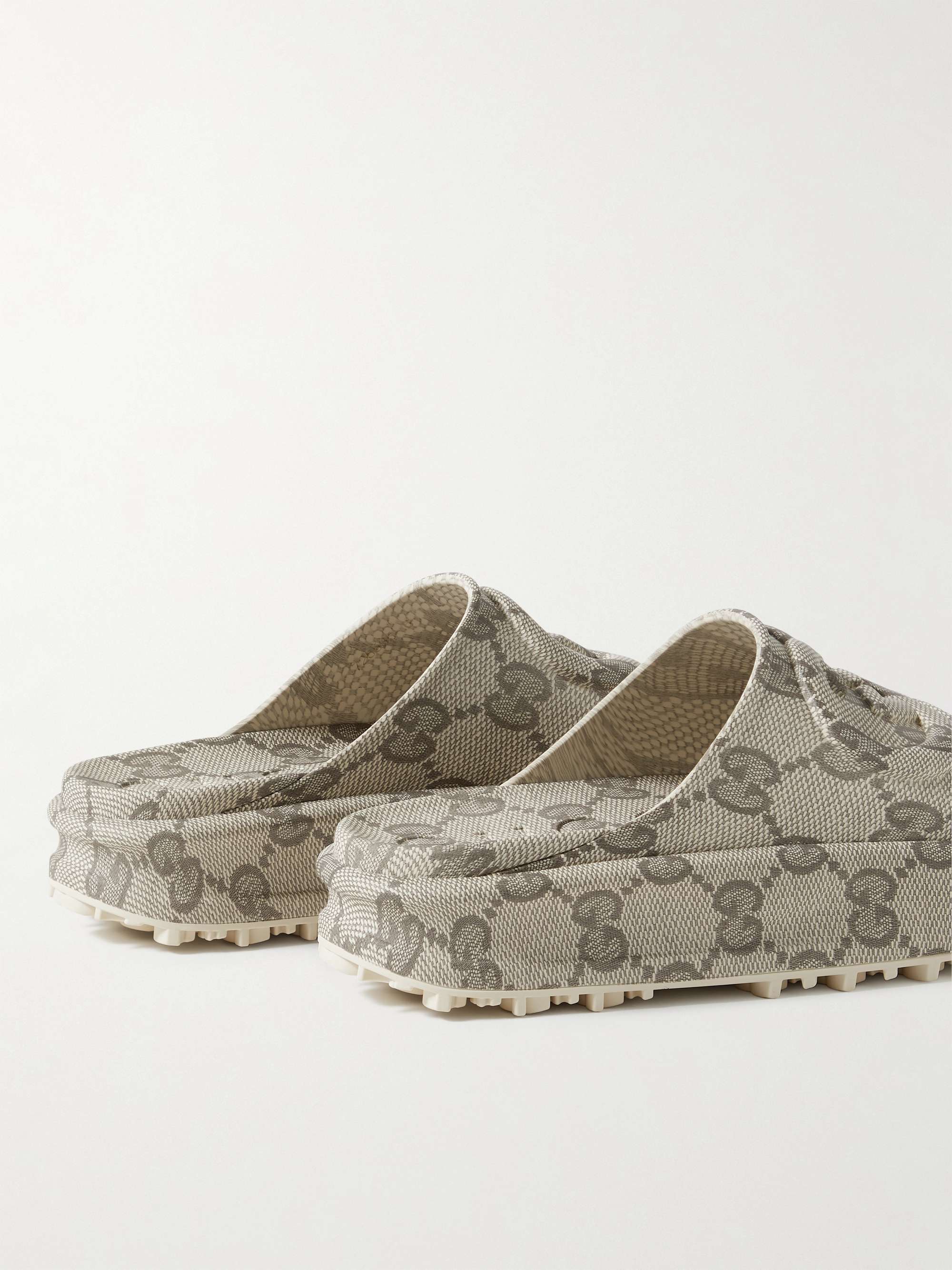 GUCCI Logo-Embossed Monogrammed Rubber Slides