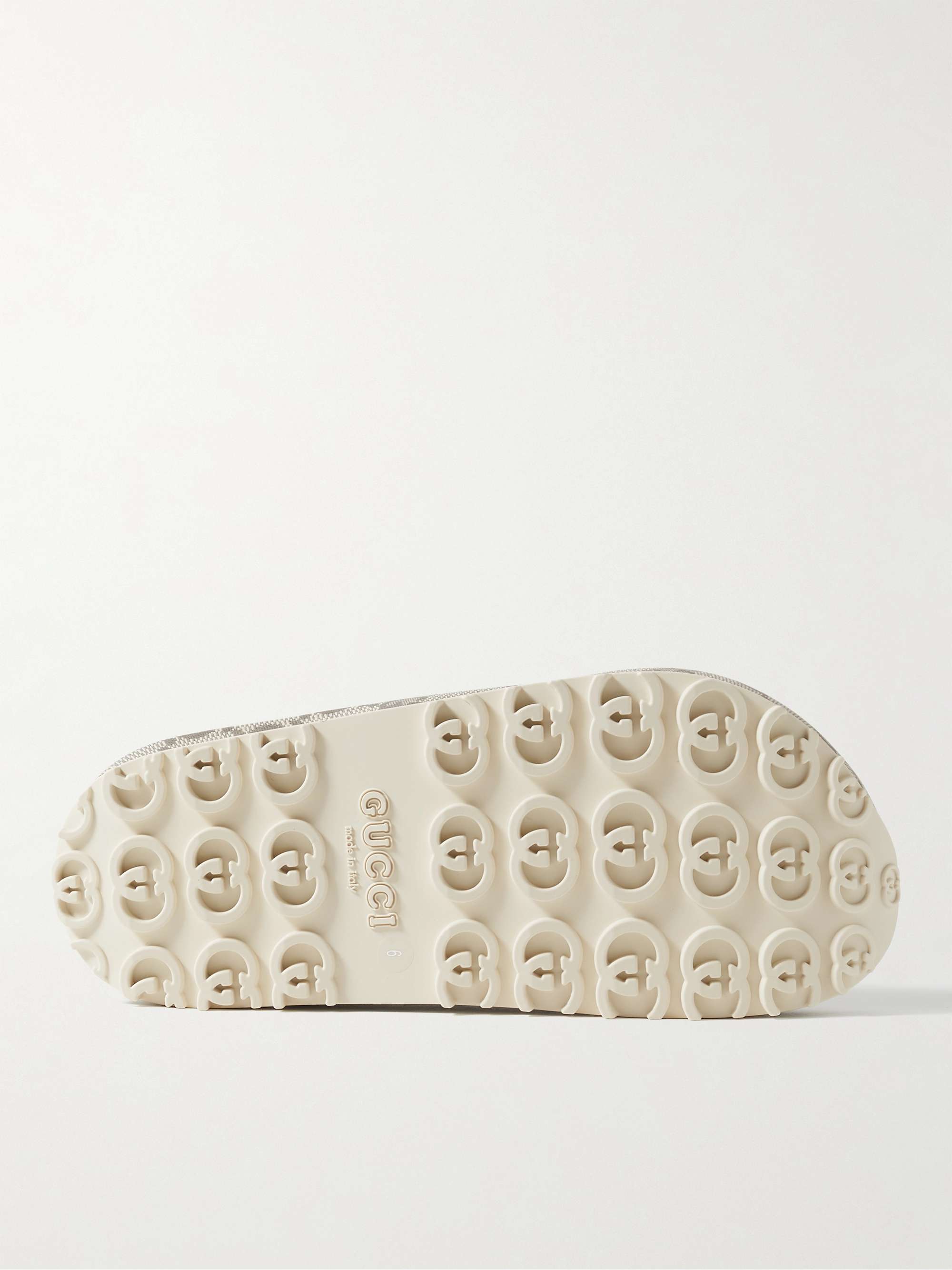 GUCCI Logo-Embossed Monogrammed Rubber Slides