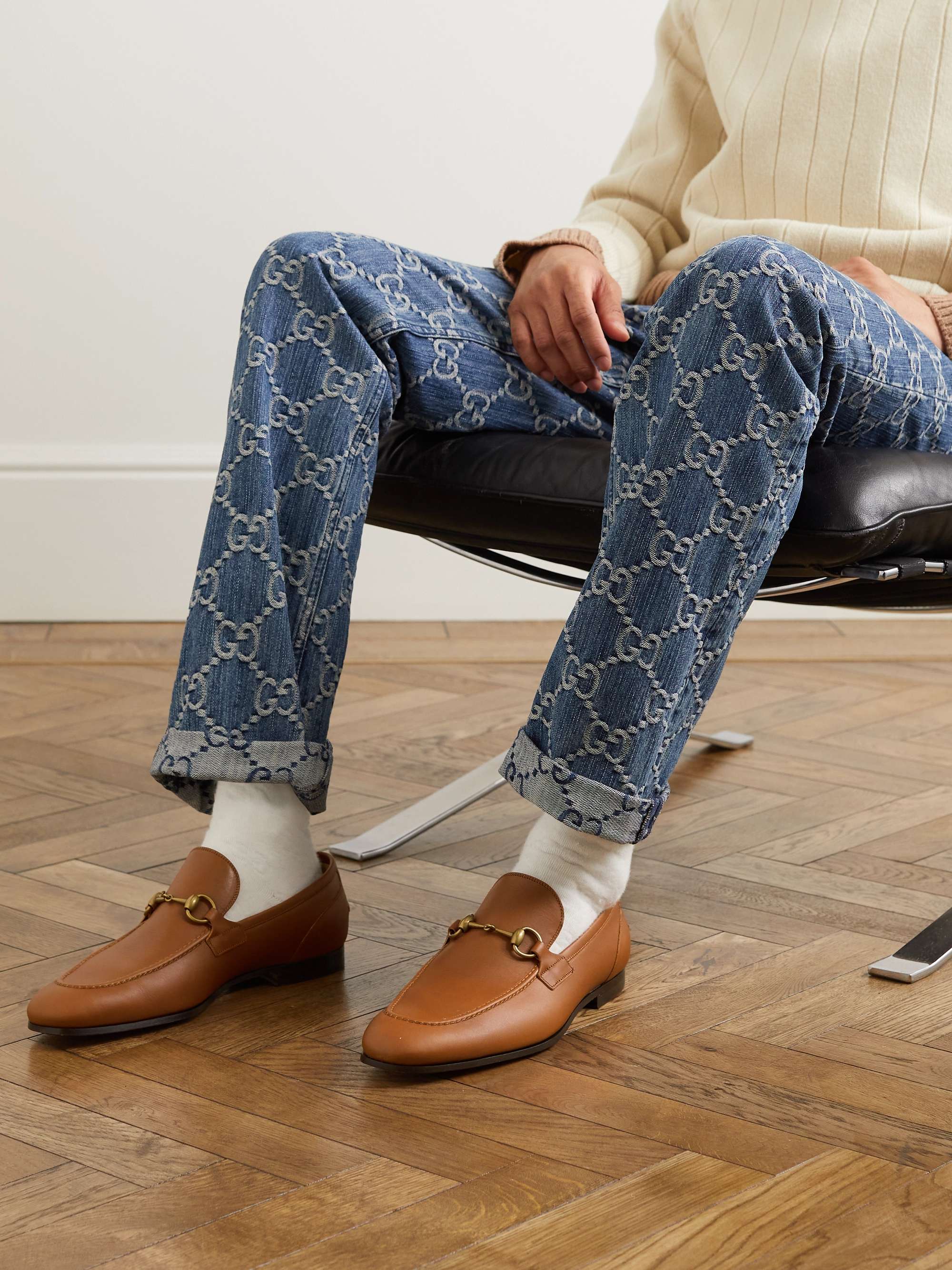 GUCCI Jordaan Horsebit Leather Loafers for Men | MR PORTER