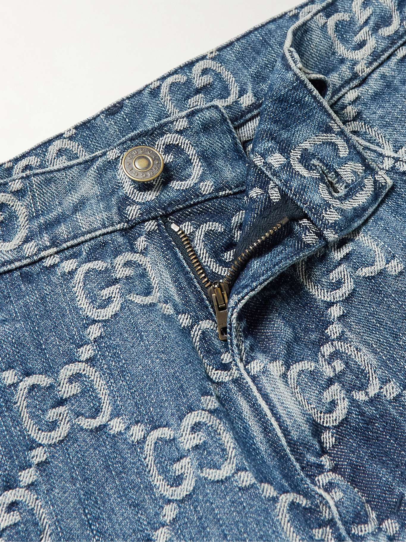 GUCCI Slim-Fit Tapered Logo-Jacquard Jeans for Men | MR PORTER