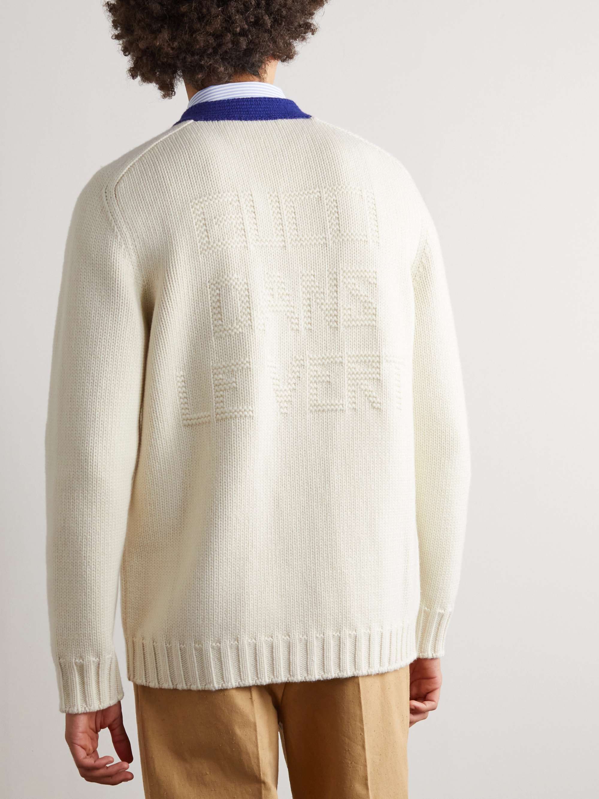 GUCCI Embroidered Wool-Jacquard Cardigan