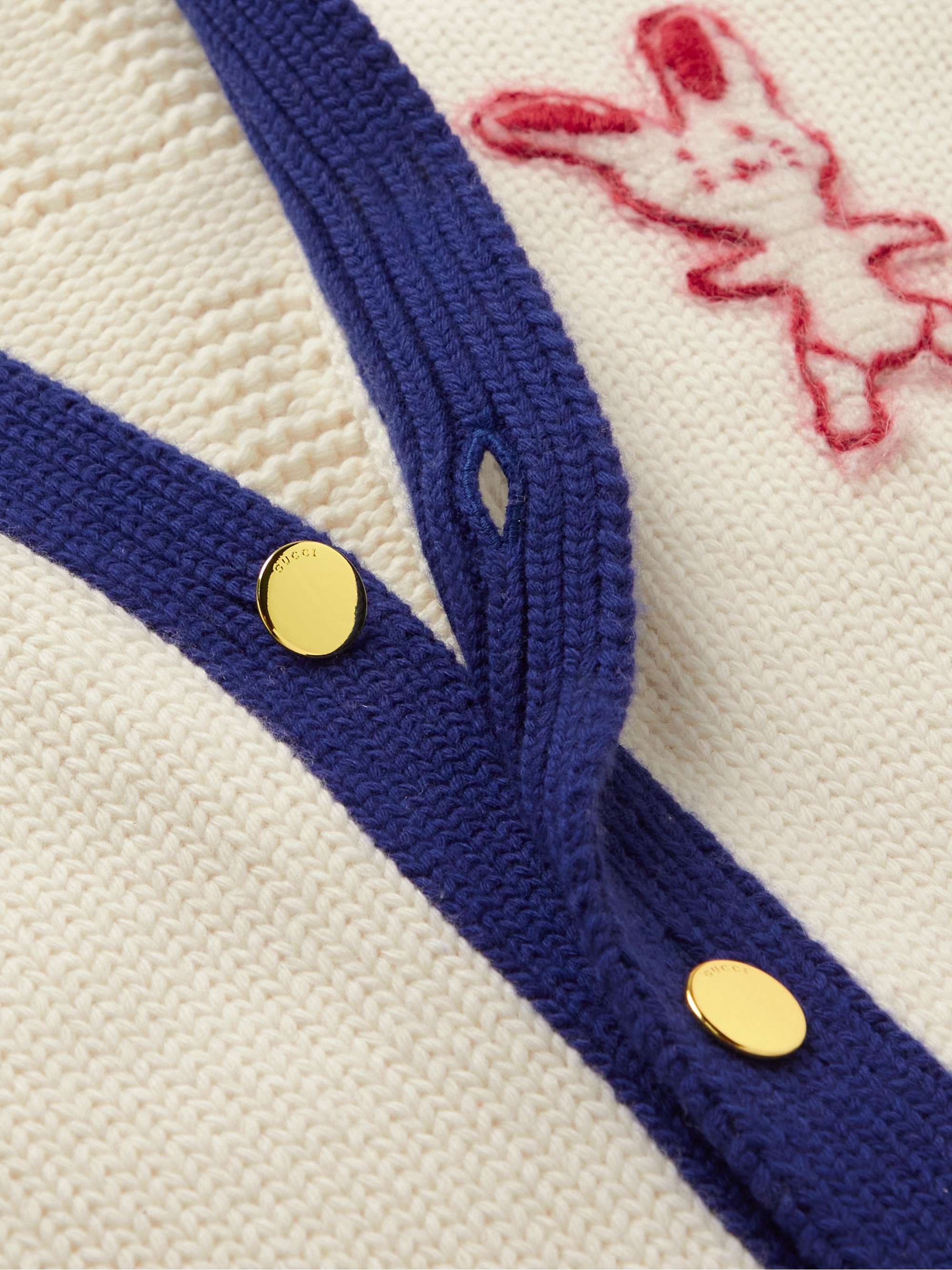 GUCCI Embroidered Wool-Jacquard Cardigan