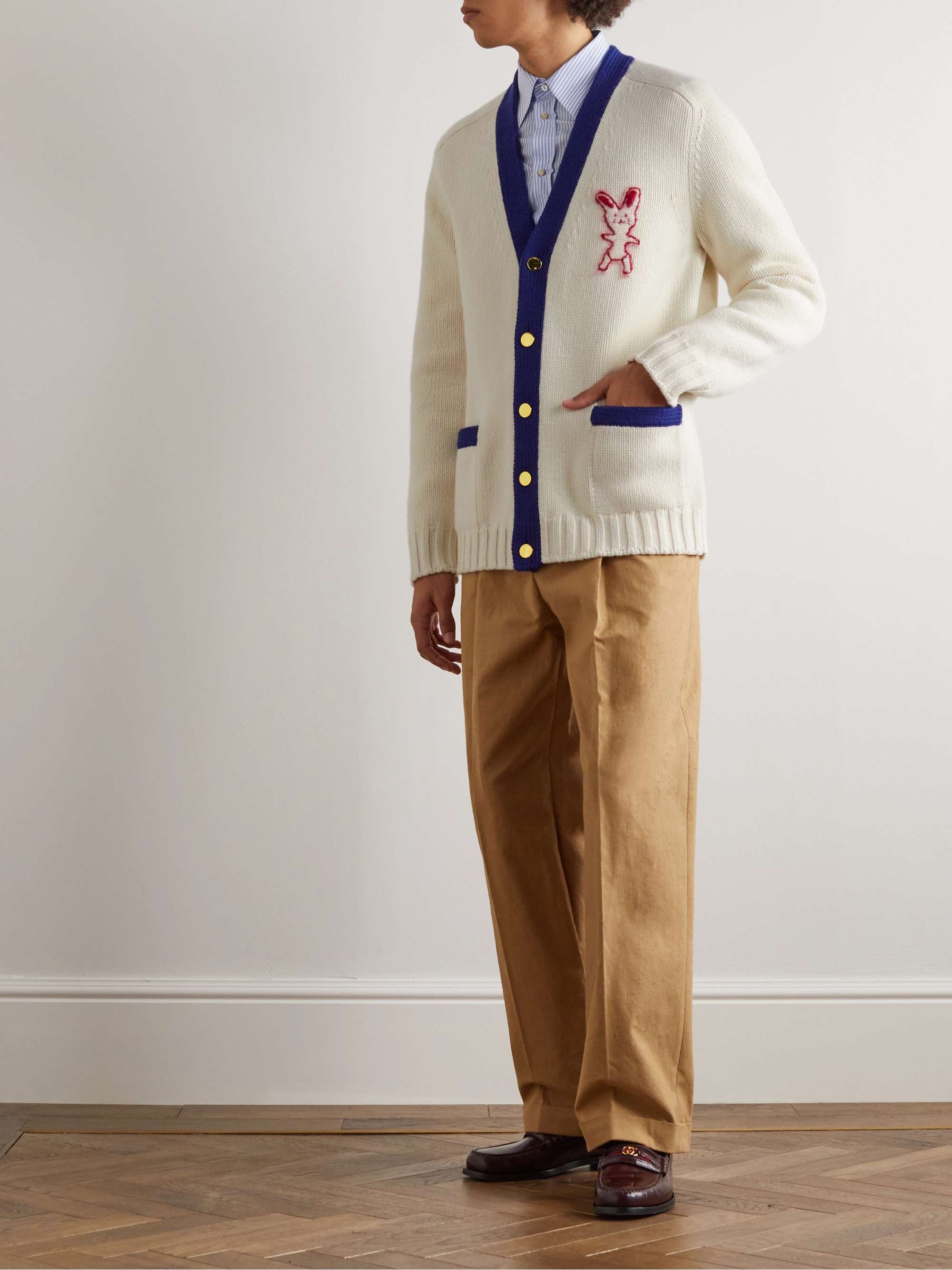 GUCCI Embroidered Wool-Jacquard Cardigan