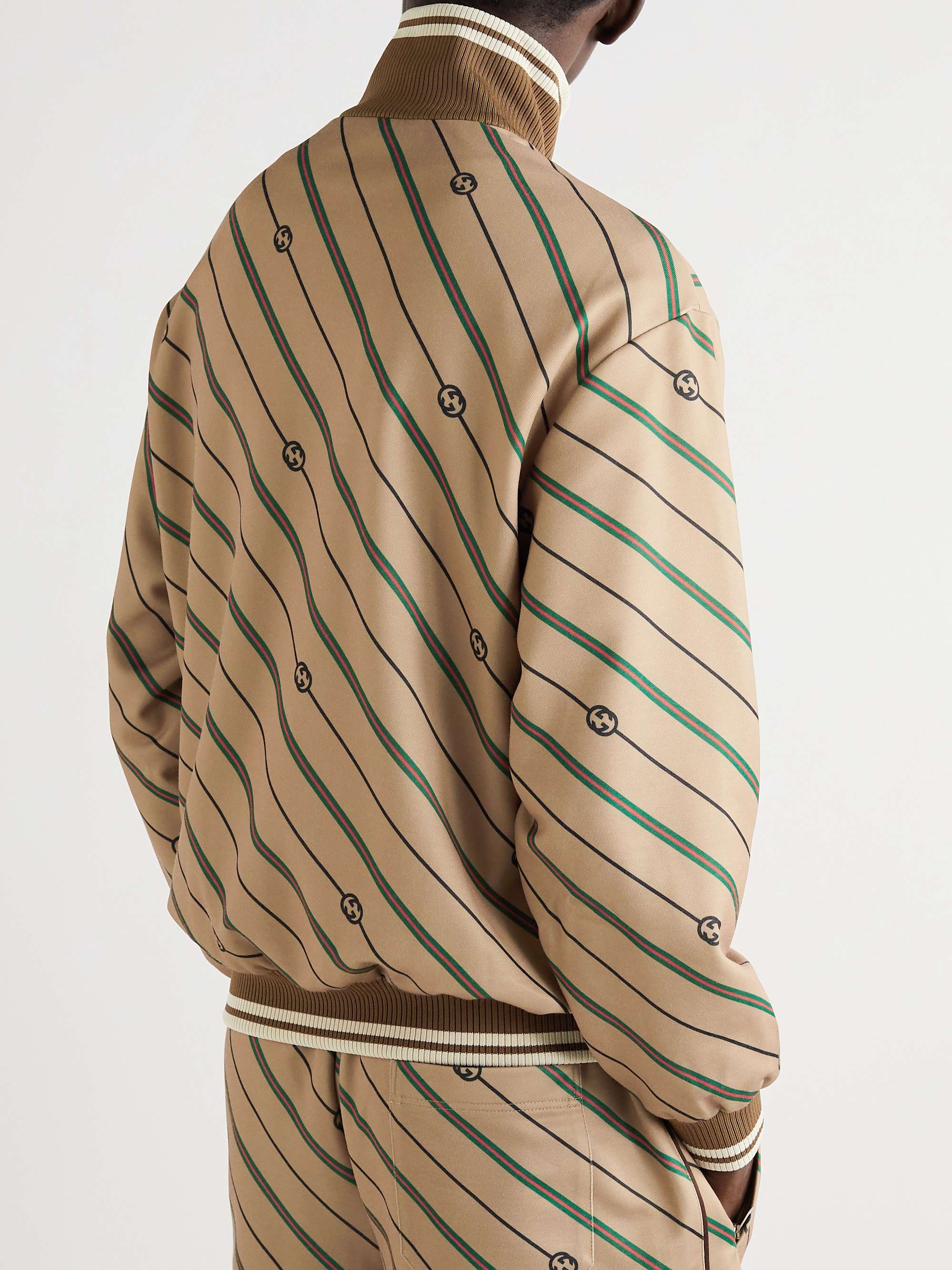 GUCCI Logo-Print Striped Piqué Half-Zip Sweatshirt