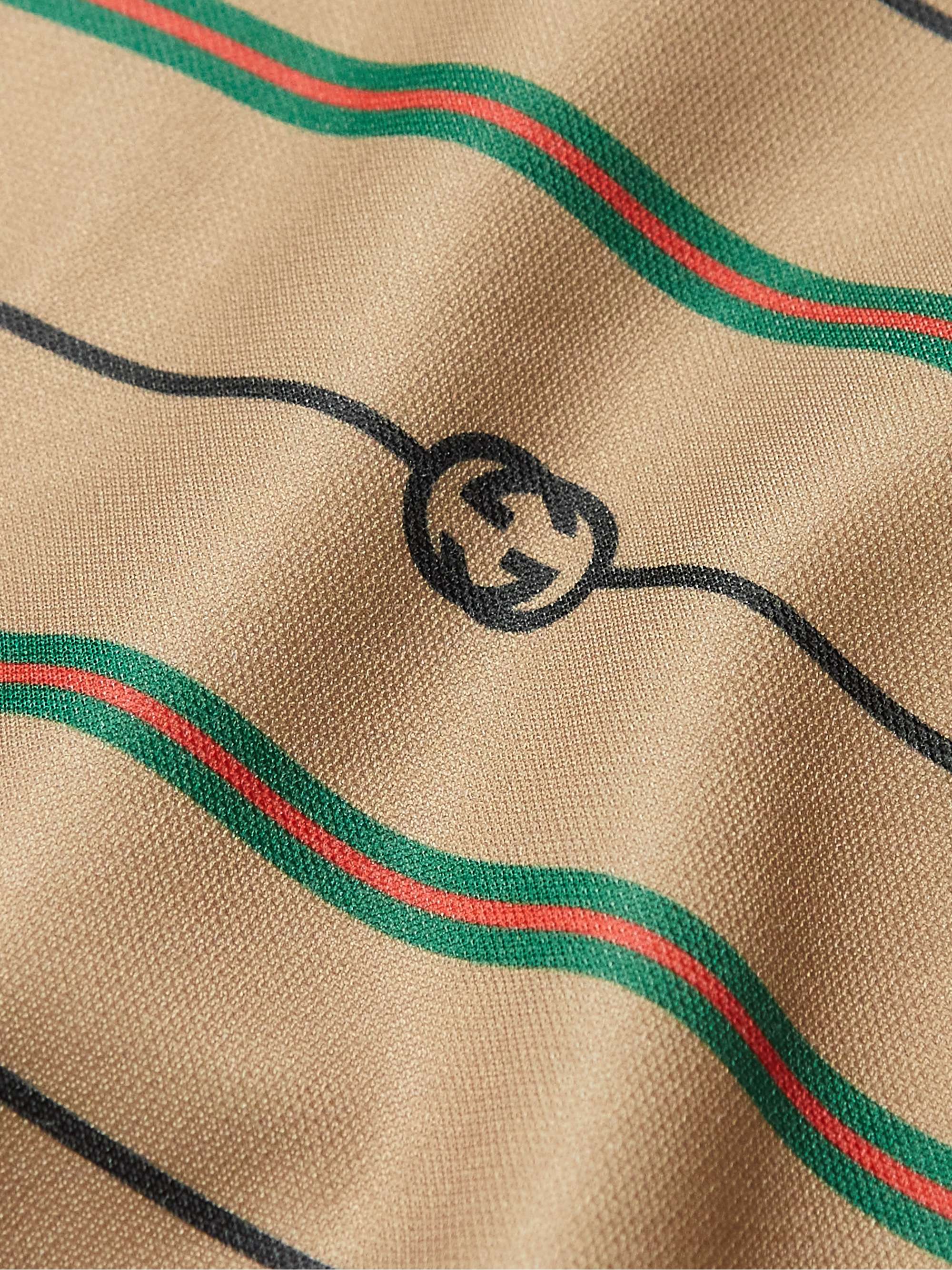 GUCCI Logo-Print Striped Piqué Half-Zip Sweatshirt